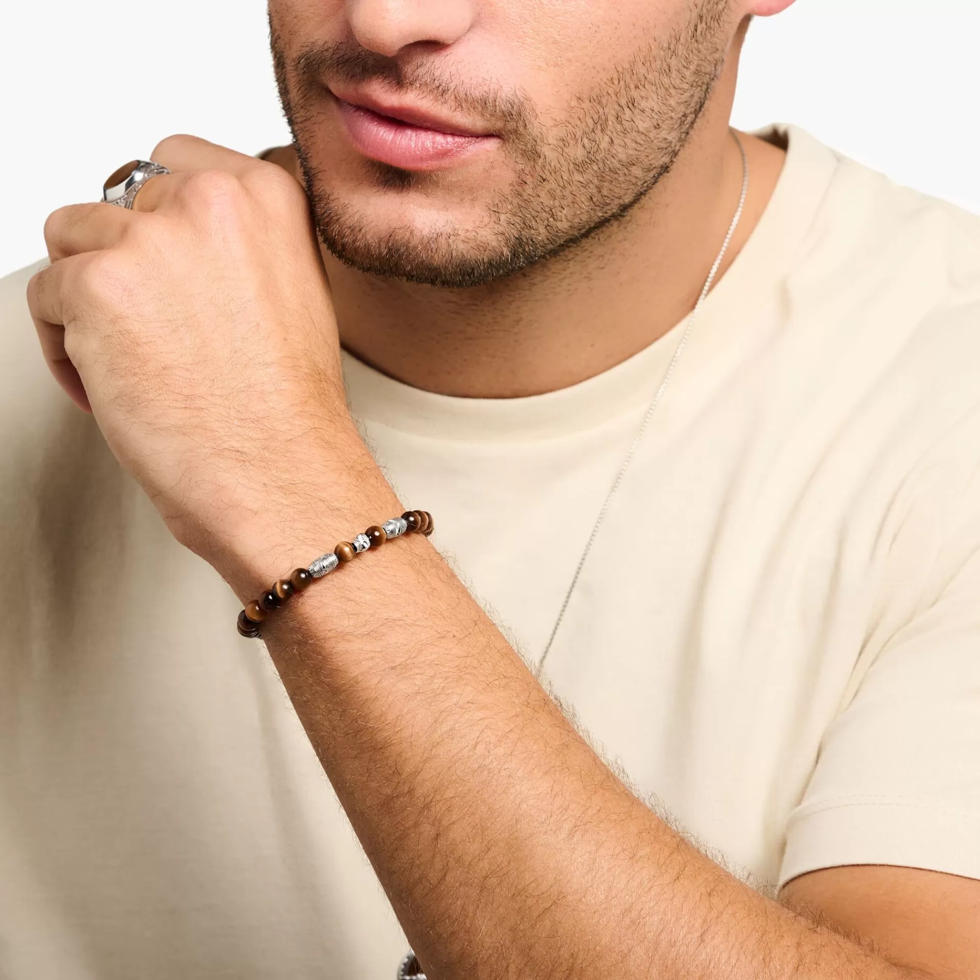 THOMAS SABO Armband | Återvunnet 925 silver<ARMBAND BRUN D&OUML;DSKALLE silverfargad, brun, svart