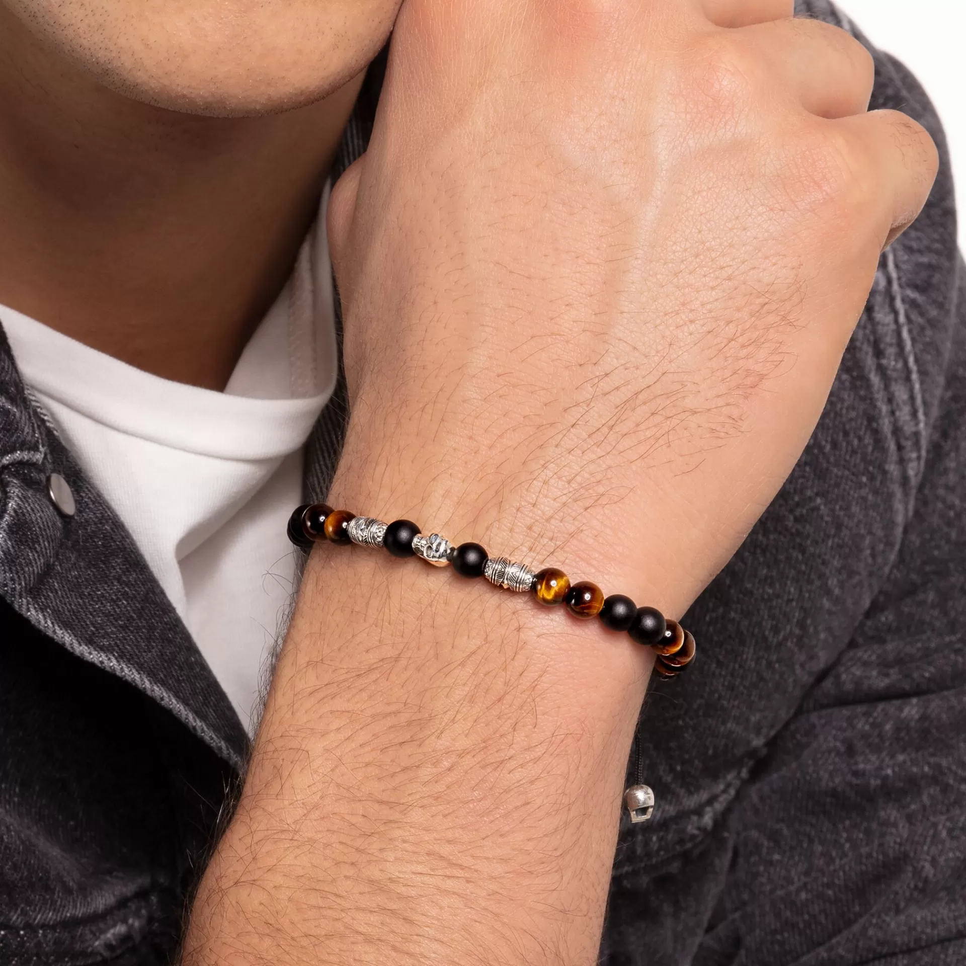 THOMAS SABO Armband | Återvunnet 925 silver<ARMBAND BRUN D&OUML;DSKALLE silverfargad, brun, svart