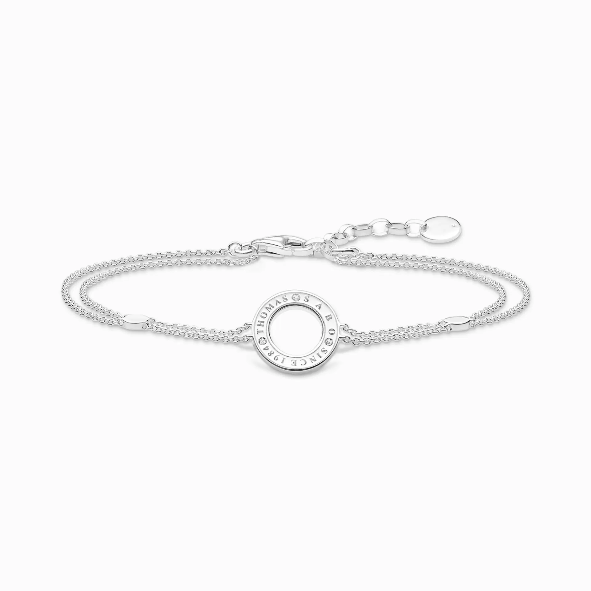 THOMAS SABO Armband | Återvunnet 925 silver<ARMBAND CIRKEL MED VITA STENAR SILVER silverfargad, vit