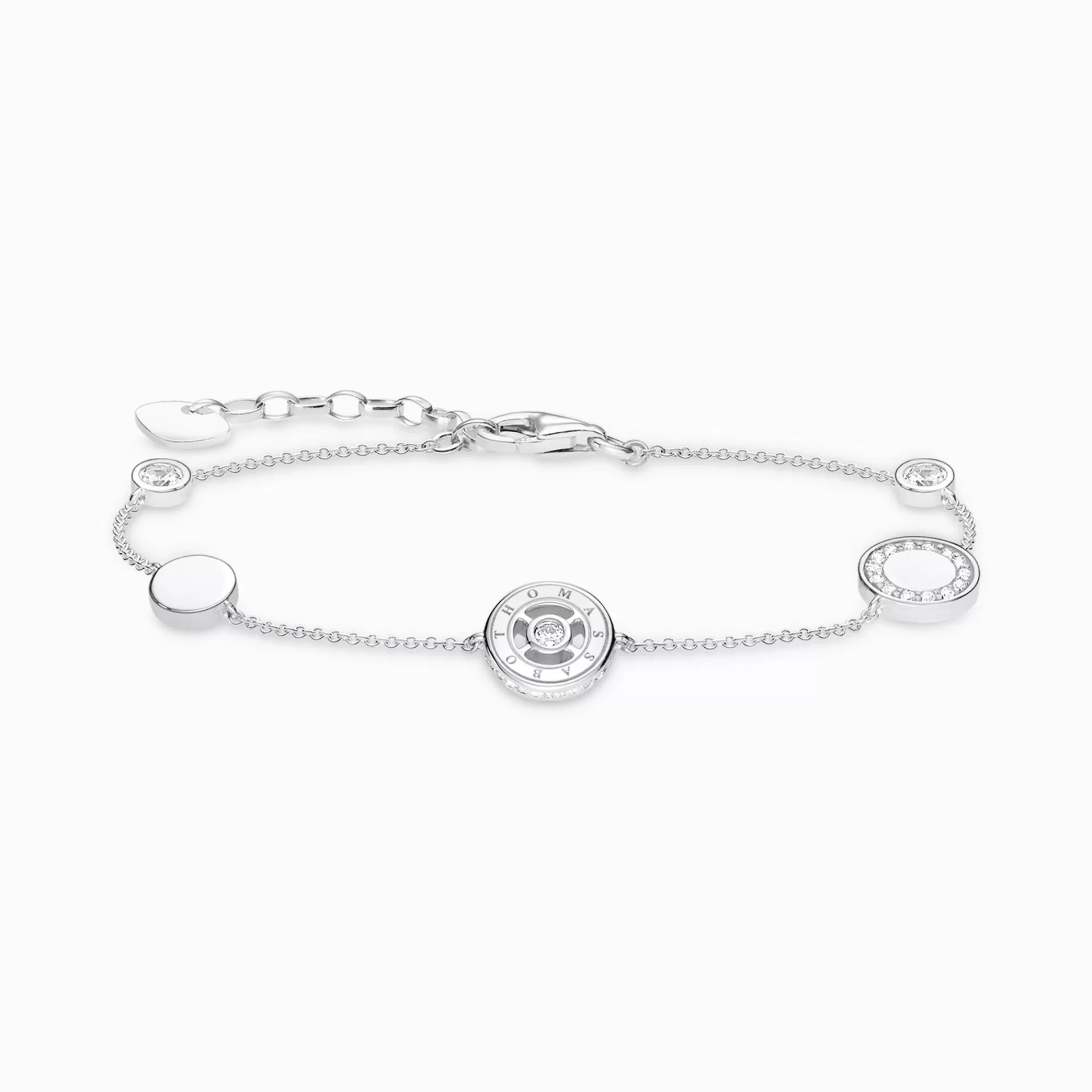 THOMAS SABO Armband | Återvunnet 925 silver<ARMBAND CIRKLAR MED VITA STENAR SILVER silverfargad, vit