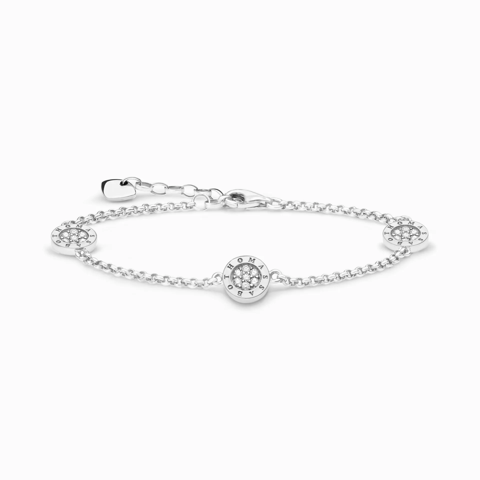 THOMAS SABO Armband | Återvunnet 925 silver<ARMBAND CLASSIC PAV&EACUTE; silverfargad, vit