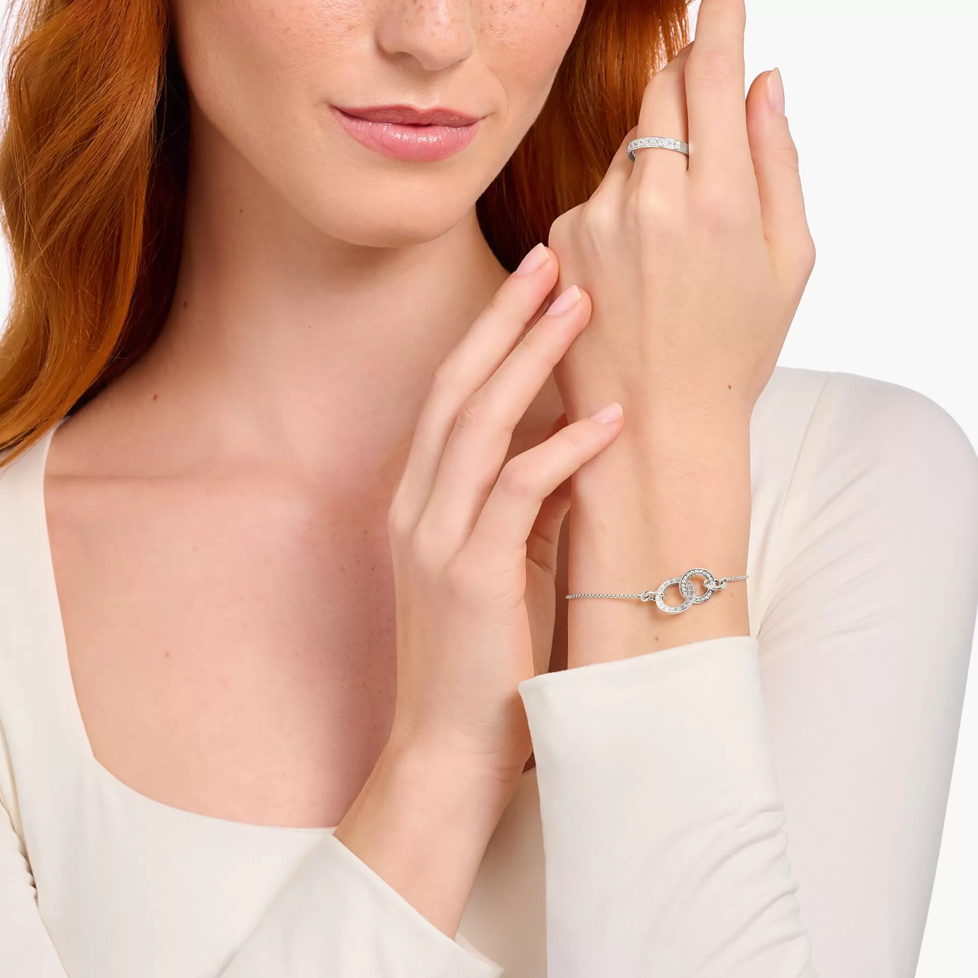THOMAS SABO Armband | Återvunnet 925 silver<ARMBAND FOREVER TOGETHER SILVER silverfargad, vit