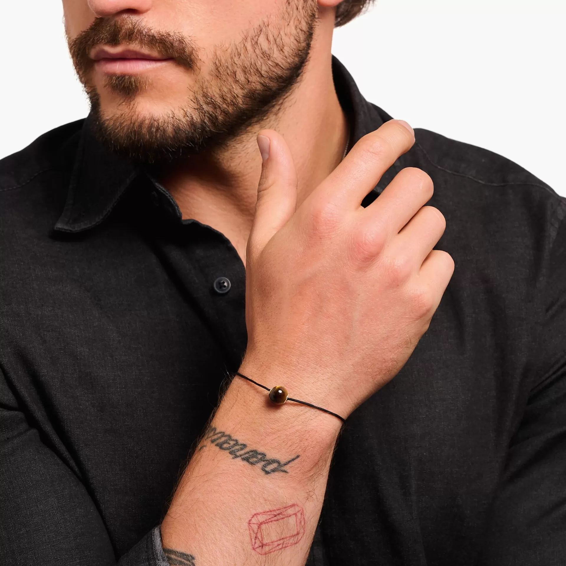 THOMAS SABO Armband | Återvunnet 925 silver<ARMBAND KARMA SECRET MED BRUN TIGER&OUML;GA BEAD silverfargad, svart, brun
