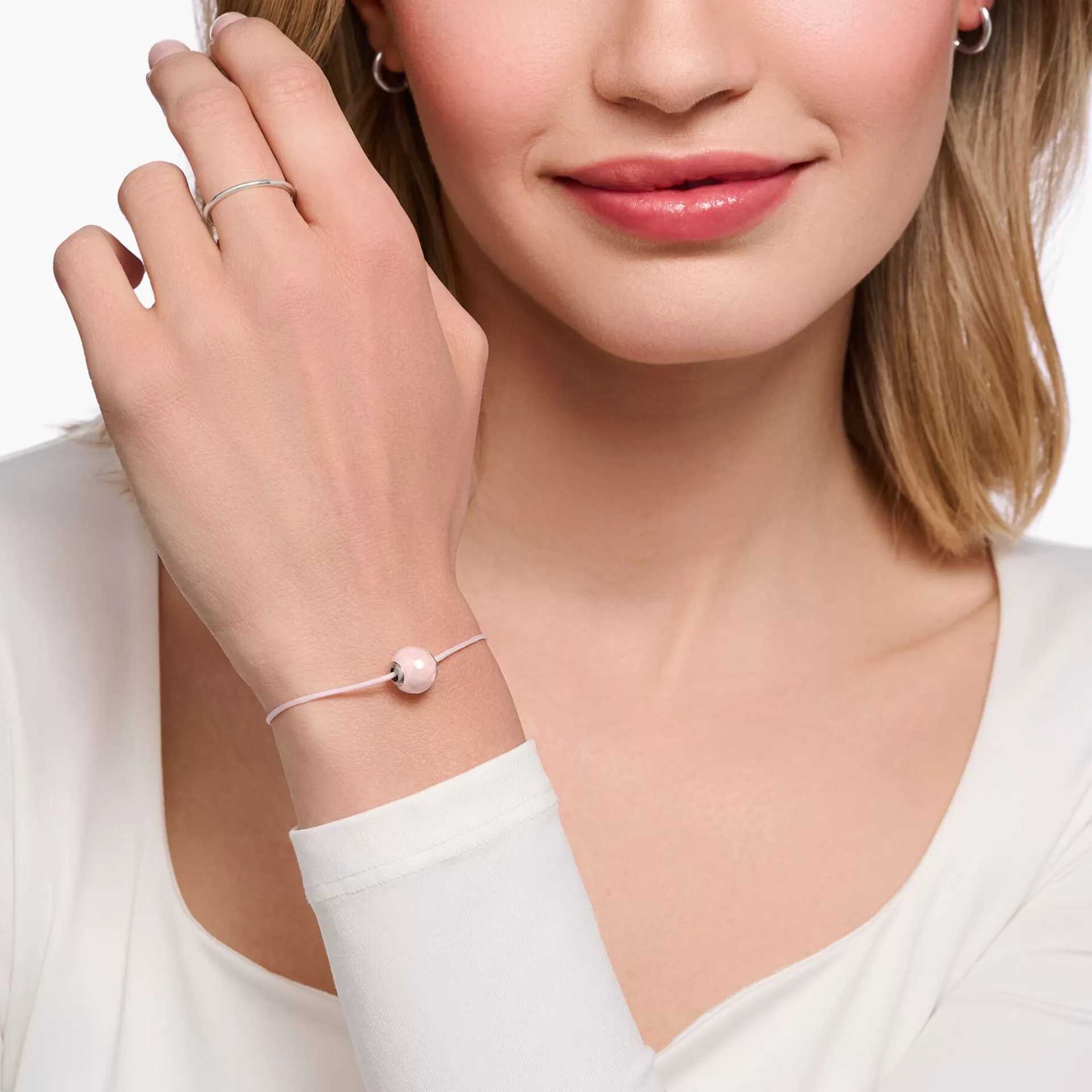 THOMAS SABO Armband | Återvunnet 925 silver<ARMBAND KARMA SECRET MED ROSENKVARTS BEAD silverfargad, rosa