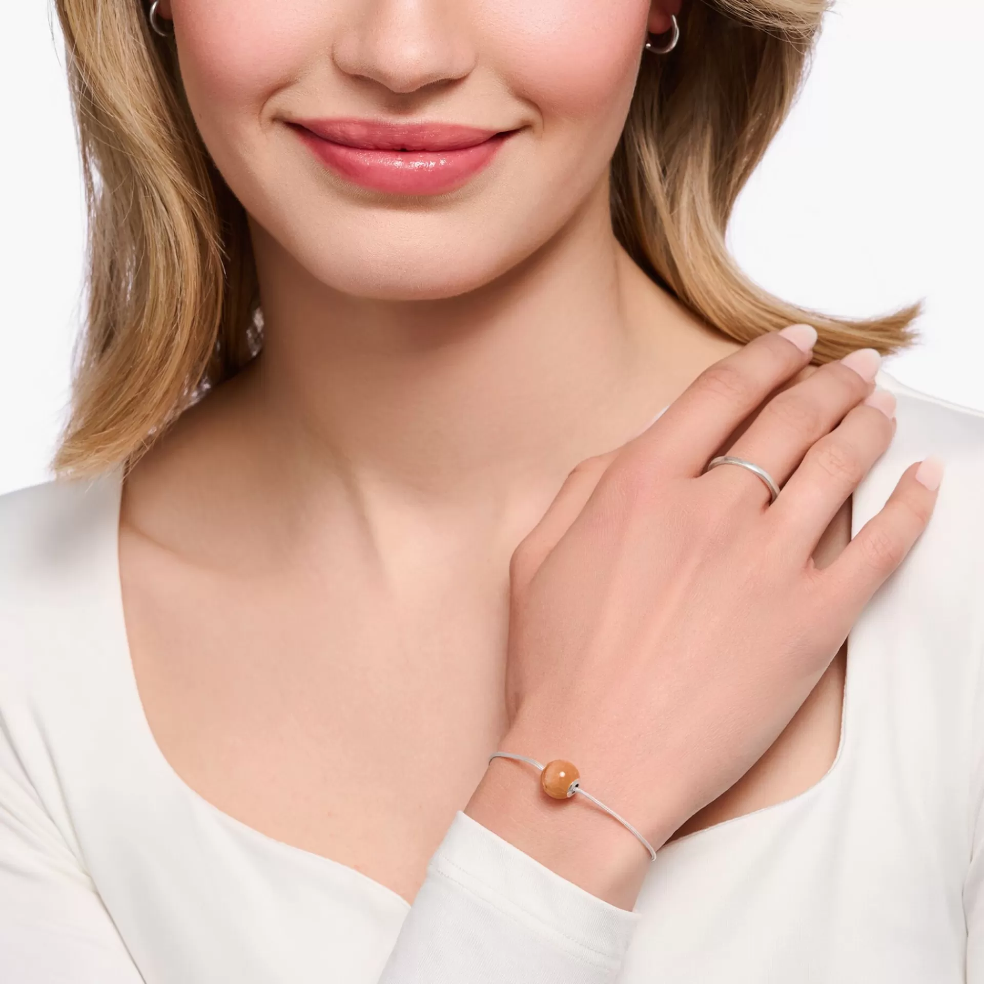 THOMAS SABO Armband | Återvunnet 925 silver<ARMBAND KARMA SECRET MED R&OUML;D AVENTURIN BEAD silverfargad, röd, beige