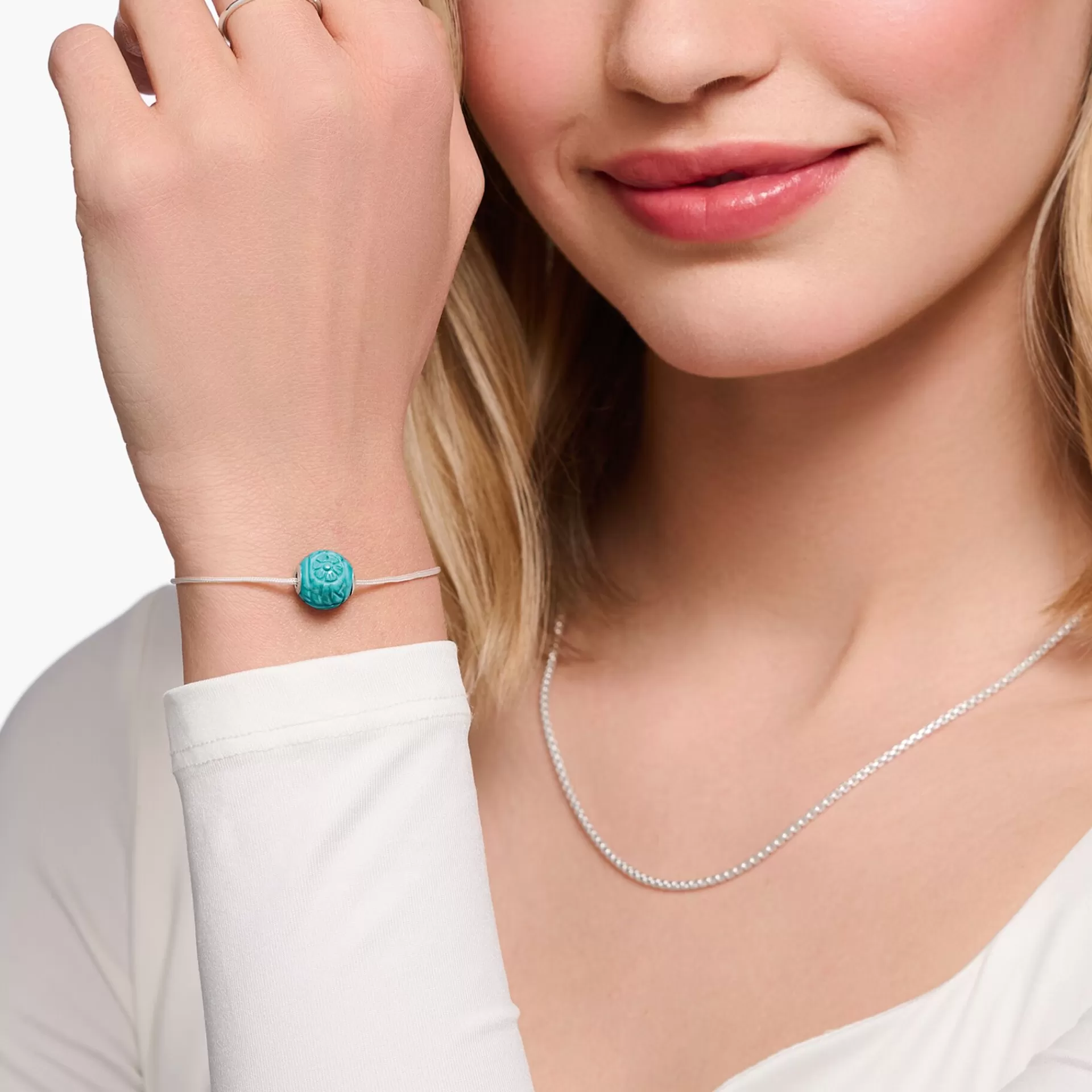 THOMAS SABO Armband | Återvunnet 925 silver<ARMBAND KARMA SECRET MED TURKOS HOWLIT BEAD silverfargad, turkos, beige