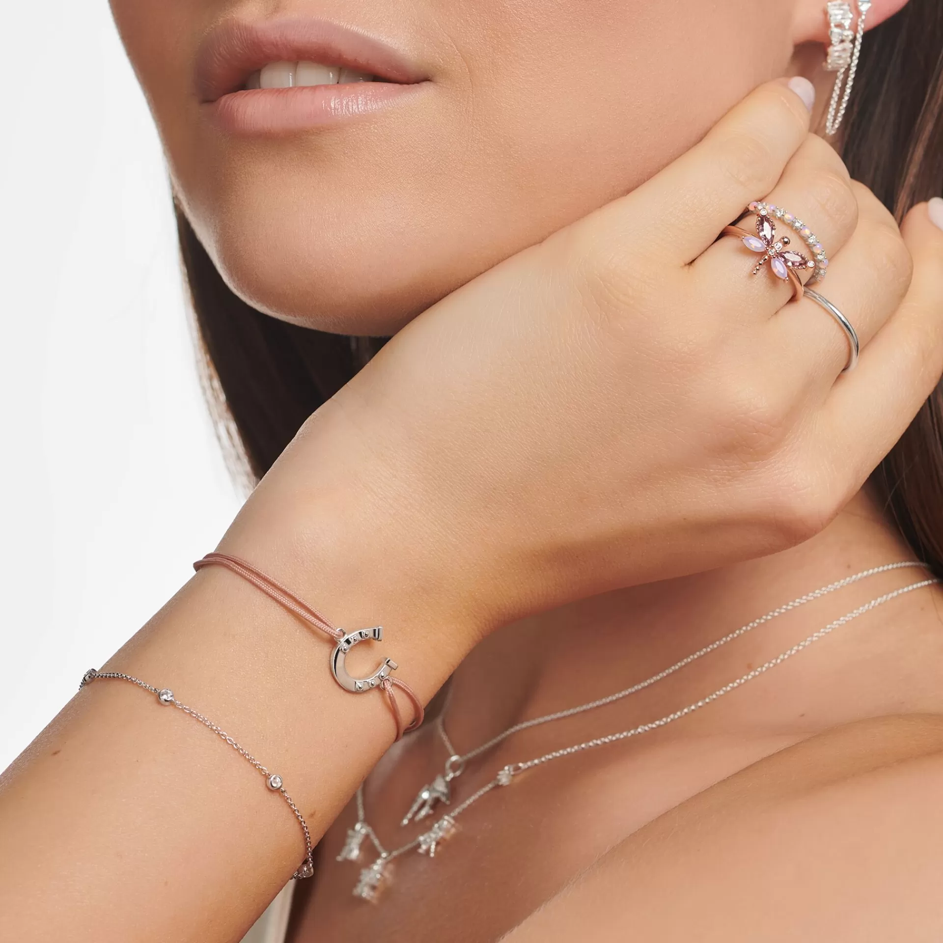 THOMAS SABO Armband | Återvunnet 925 silver<ARMBAND LITTLE SECRET H&AUML;STSKO silverfargad, beige