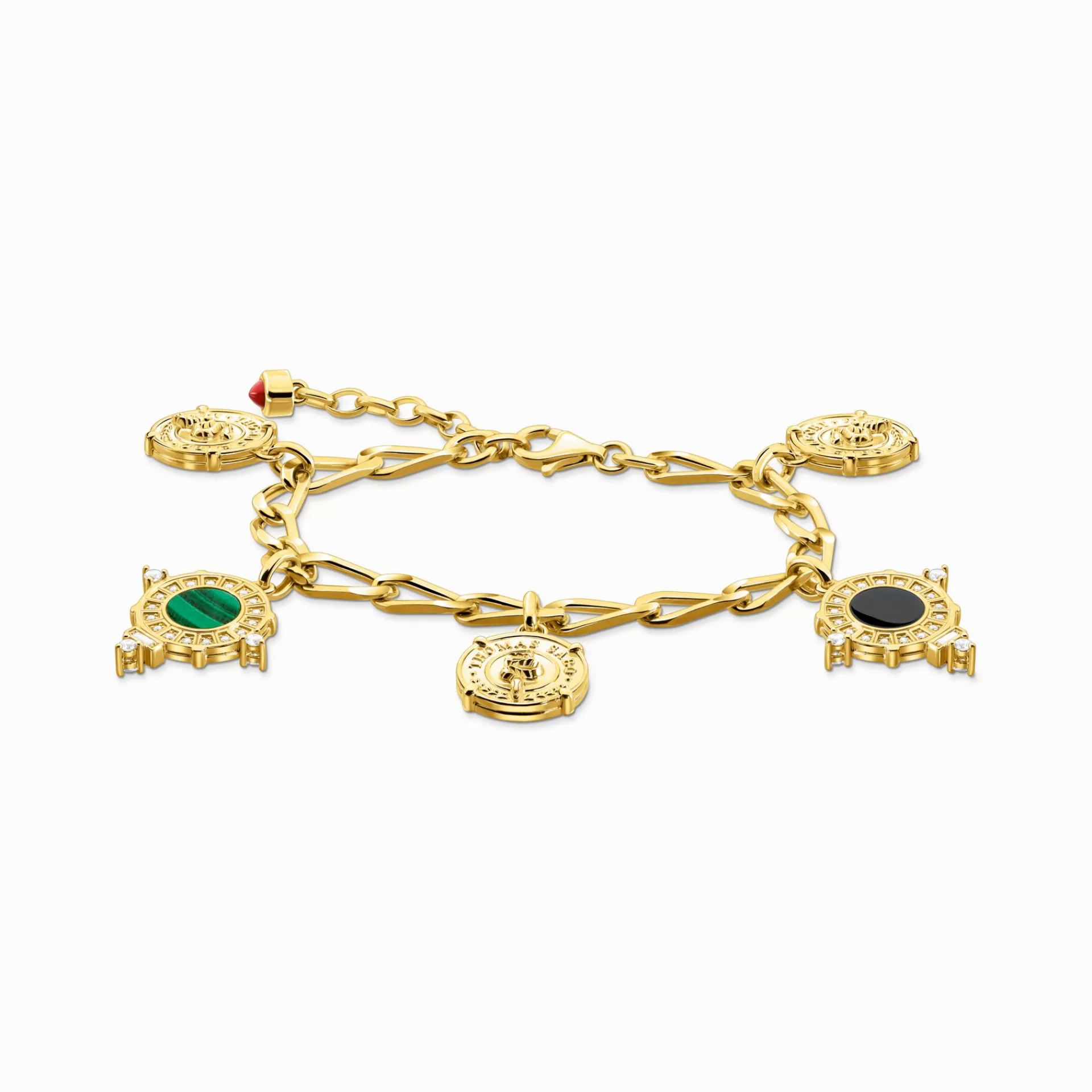 THOMAS SABO Armband<ARMBAND MED BRICKA GULDPL&AUML;TERAD gult guldfargad, grön, vit, svart, röd