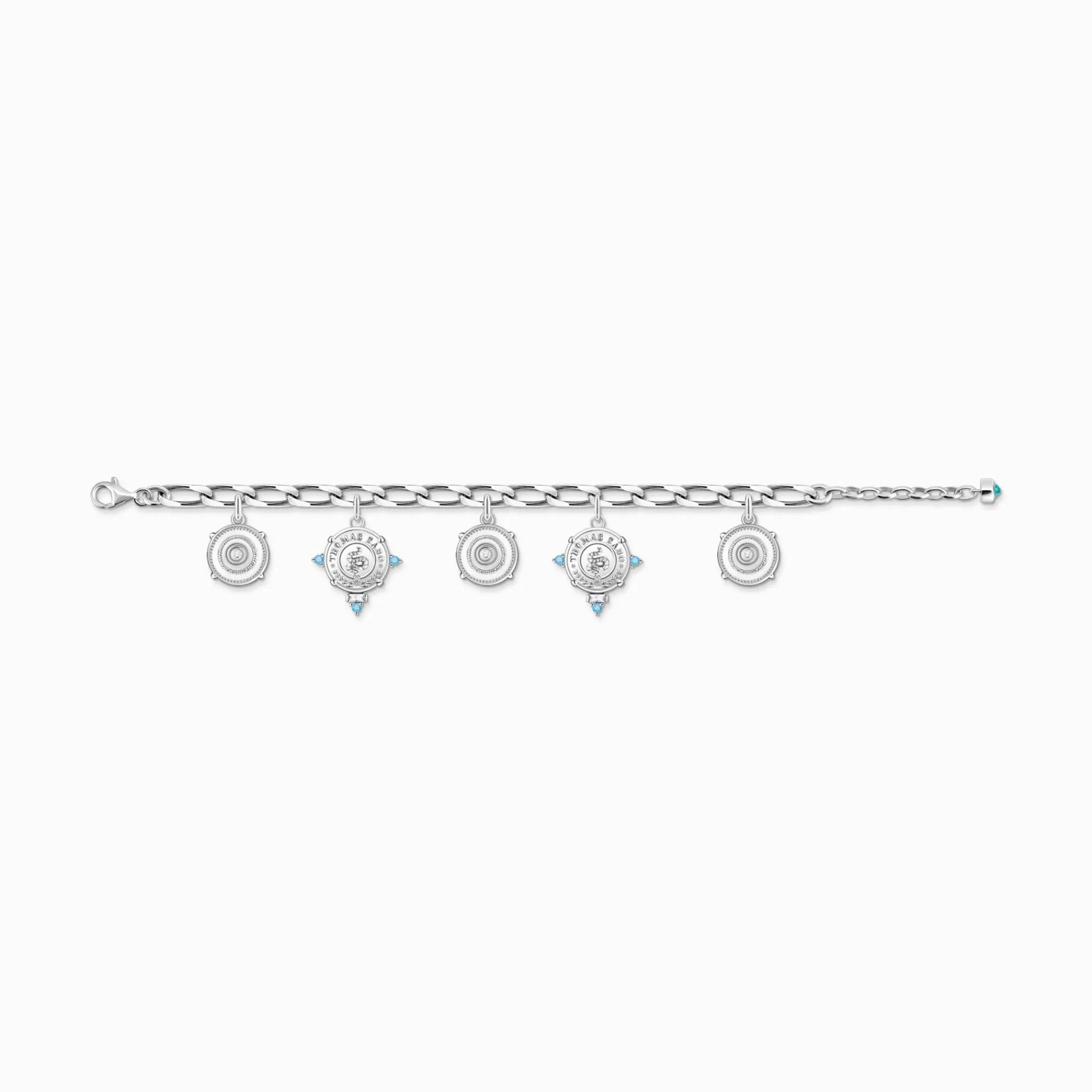 THOMAS SABO Armband | Återvunnet 925 silver<ARMBAND MED BRICKA SILVER silverfargad, vit, turkos