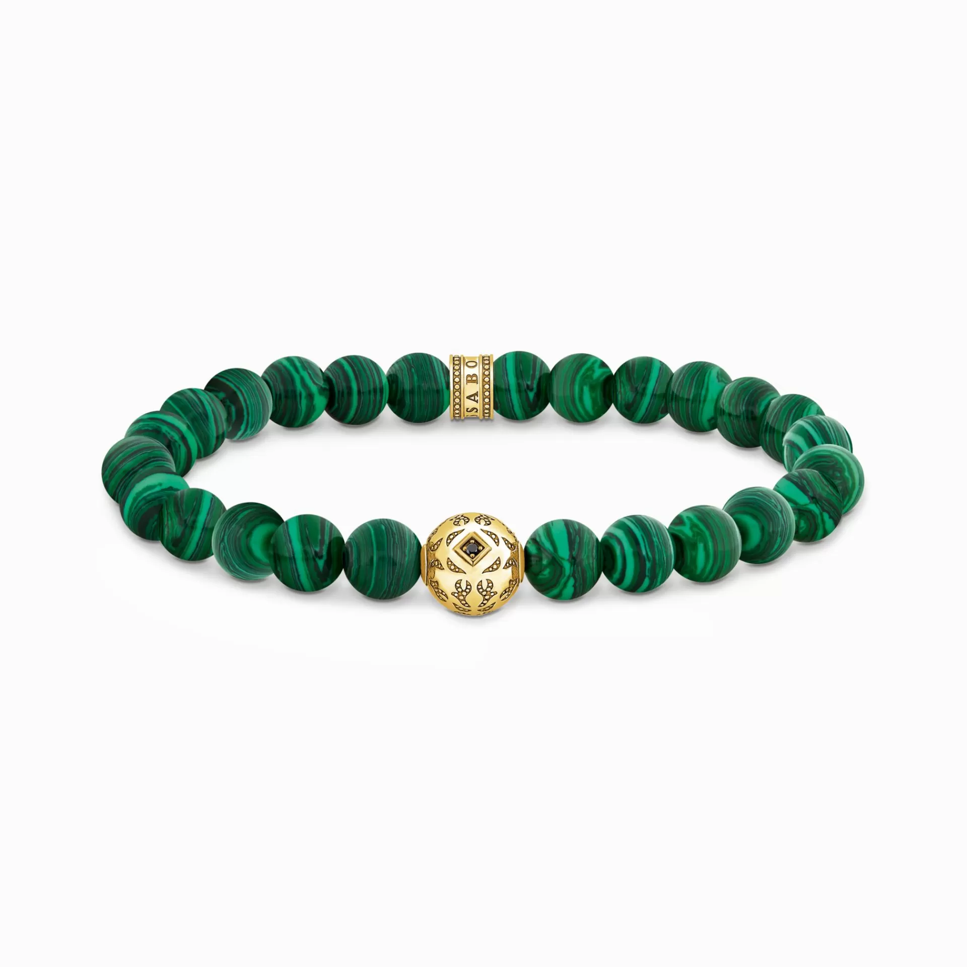 THOMAS SABO Armband | Armband<ARMBAND MED GR&OUML;NA STENKULOR, PL&AUML;TERAT gult guldfargad, svart, grön