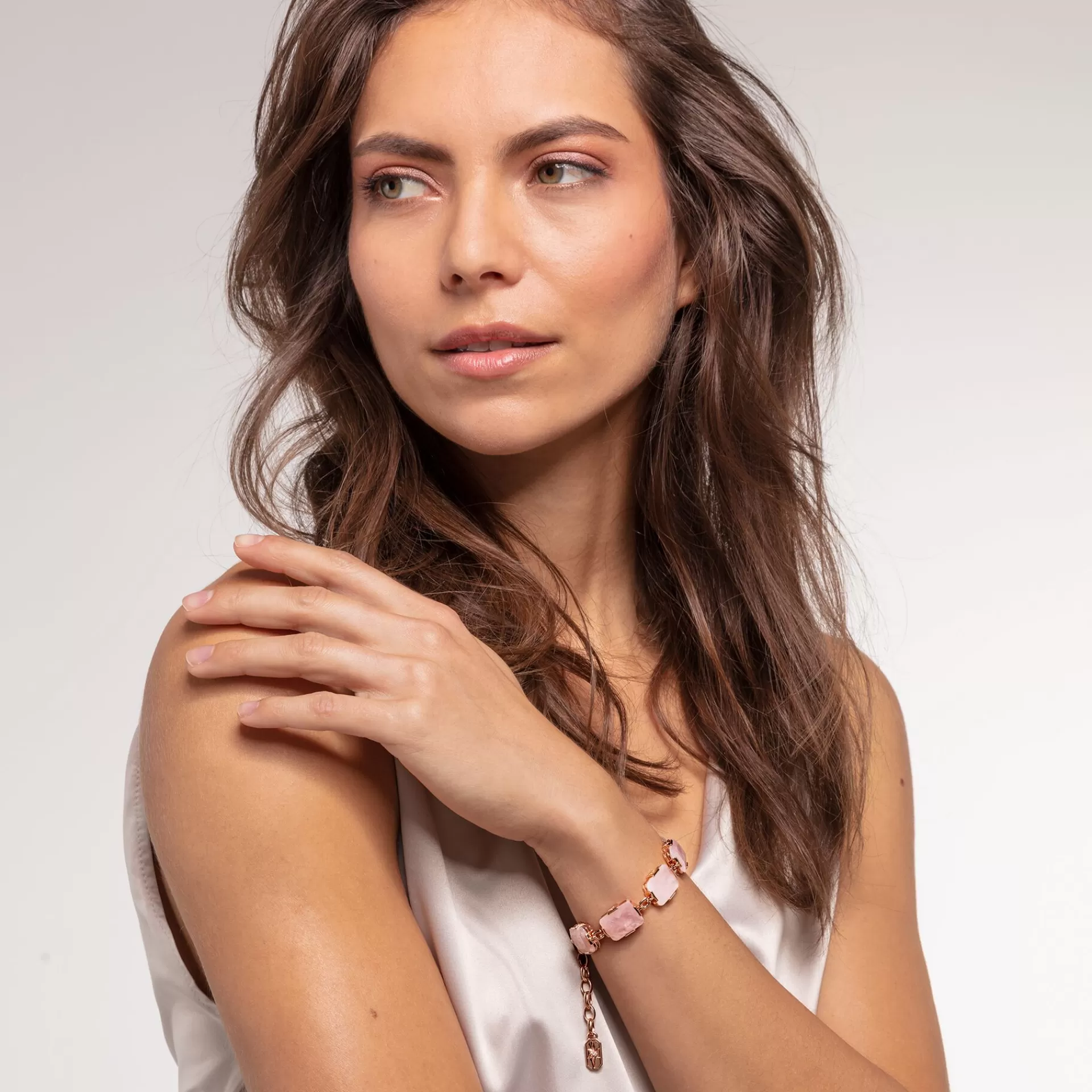 THOMAS SABO Armband<ARMBAND MED STORA ROSA STENAR ROS&EACUTE;GULDPL&AUML;TERAD rosa, silverfargad, vit