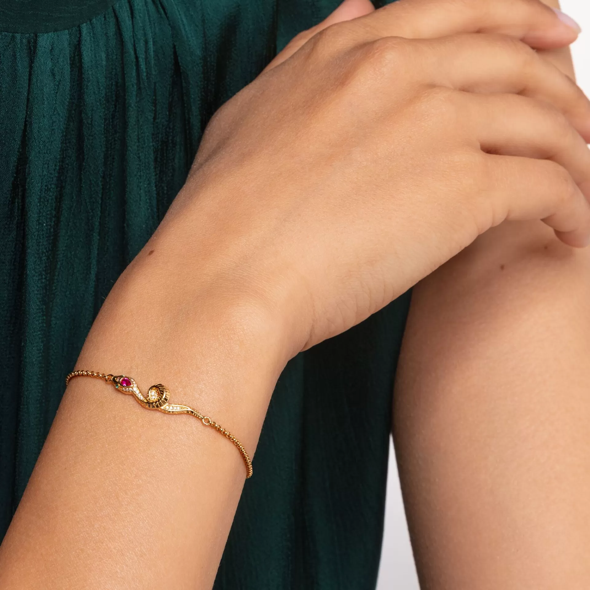 THOMAS SABO Armband | 18K plätering<ARMBAND ORM GULD grön, vit, gult guldfargad, röd, violett