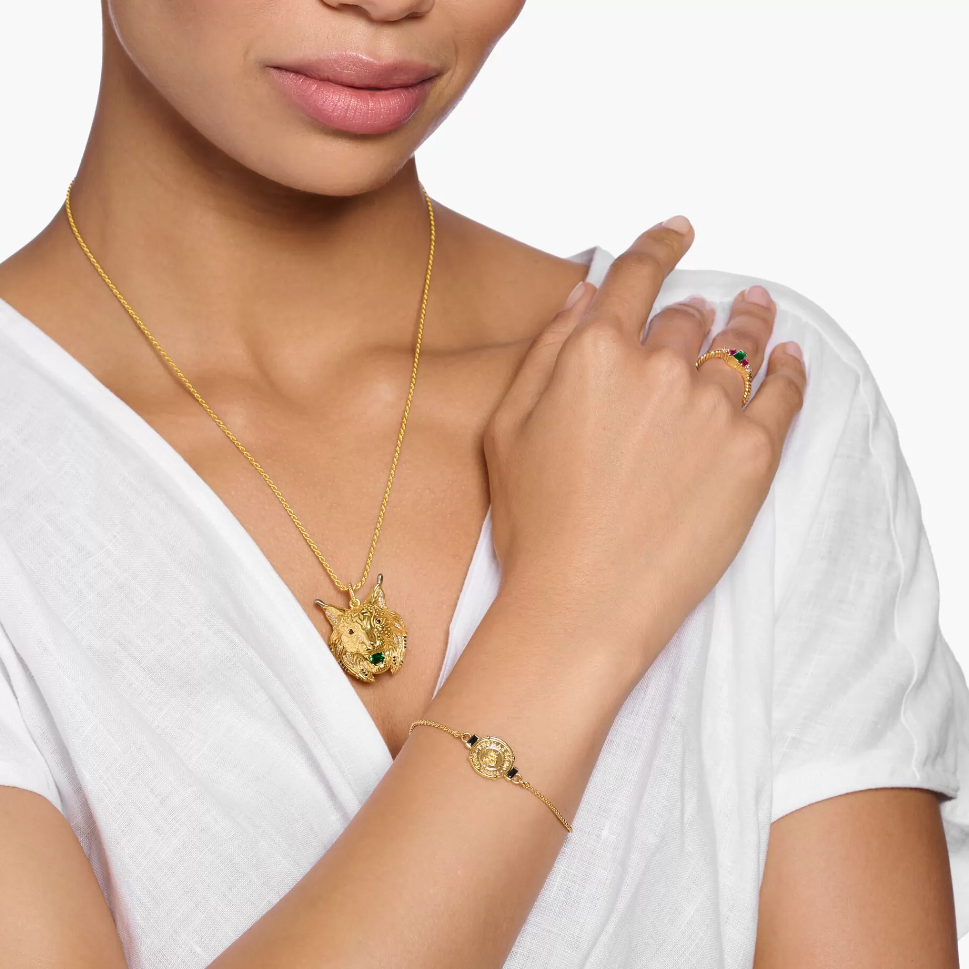 THOMAS SABO Armband<ARMBAND ORM MED SVARTA STENAR GULDPL&AUML;TERAD gult guldfargad, svart, röd