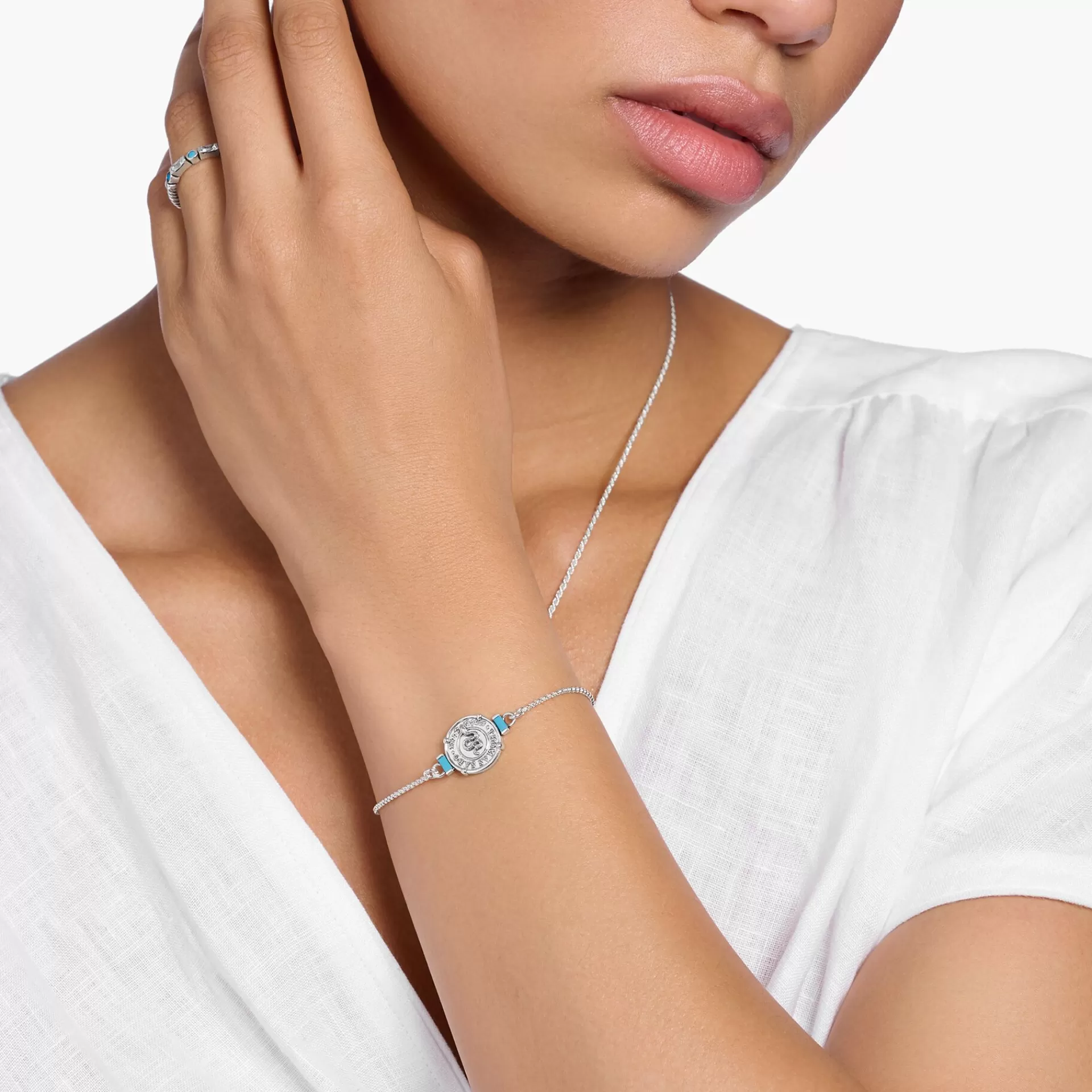 THOMAS SABO Armband | Återvunnet 925 silver<ARMBAND ORM MED TURKOSA STENAR SILVER silverfargad, turkos
