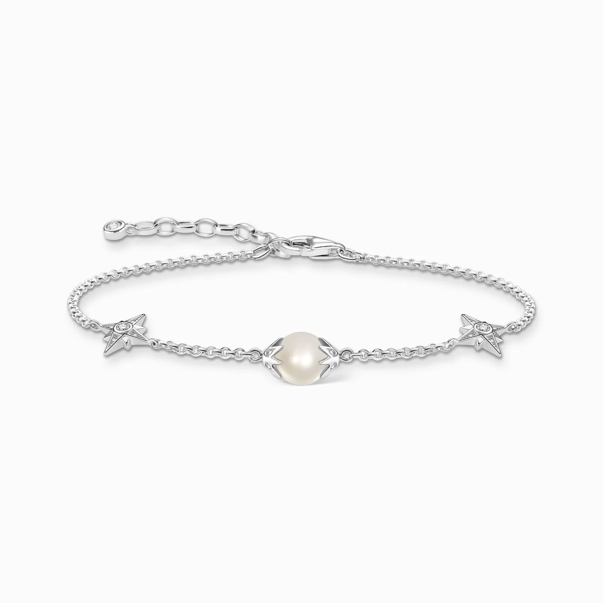 THOMAS SABO Armband | Återvunnet 925 silver<ARMBAND P&AUML;RLA MED STJ&AUML;RNOR SILVER silverfargad, vit