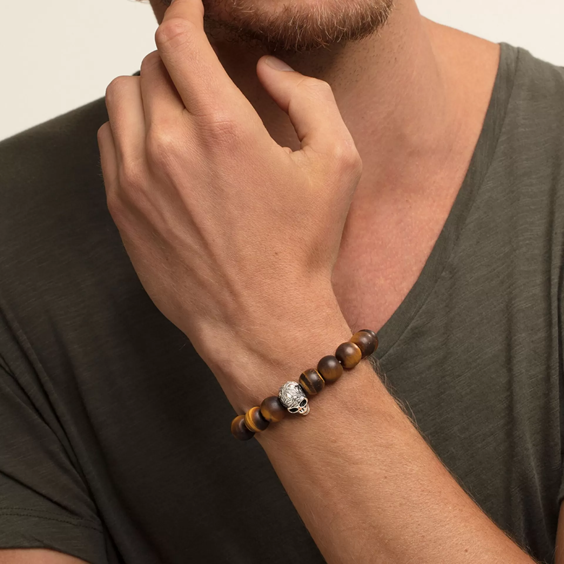 THOMAS SABO Armband | Återvunnet 925 silver<ARMBAND POWER BRACELET D&OUML;DSKALLE MED LILJA brun, silverfargad