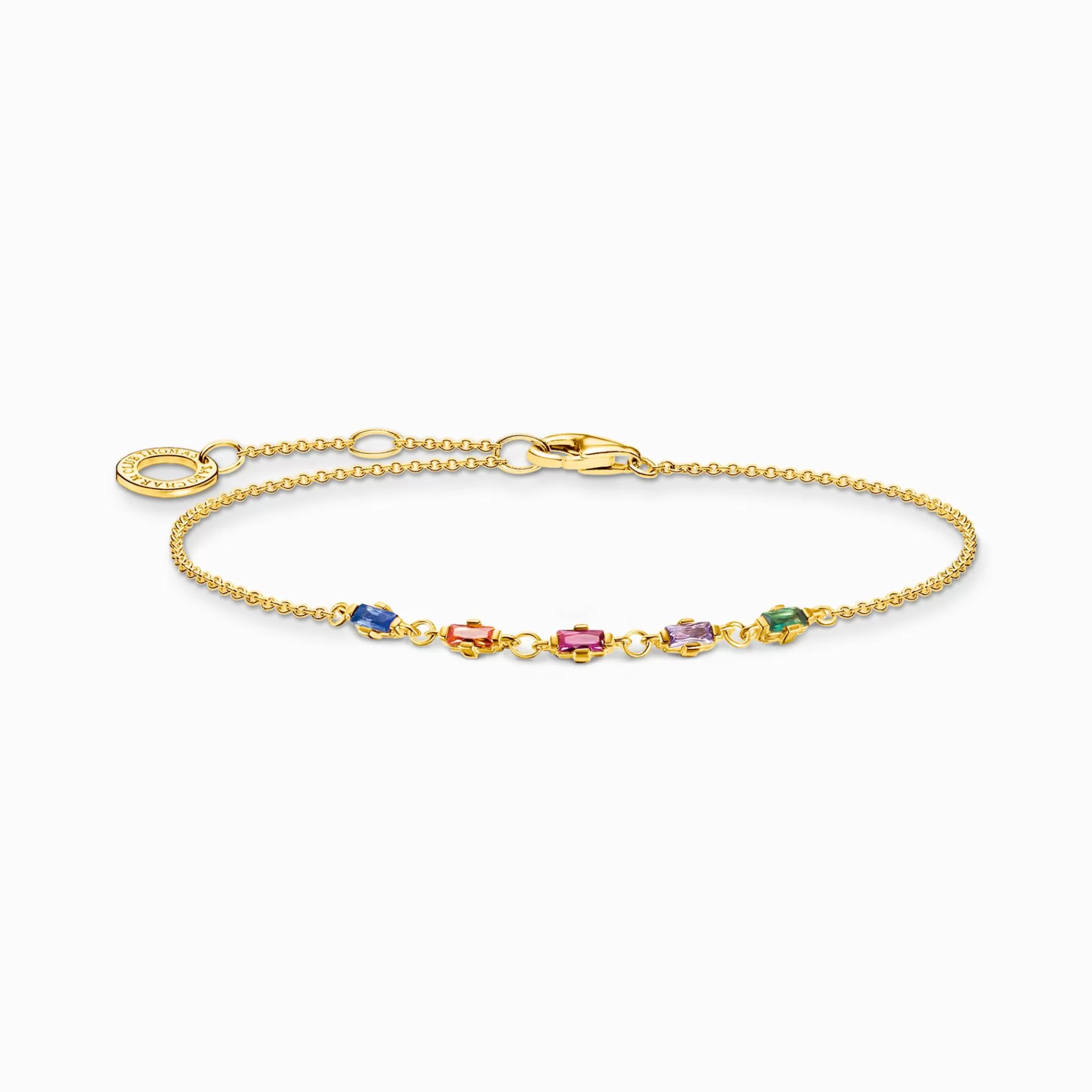 THOMAS SABO Armband | 18K plätering<ARMBAND STENAR I F&AUML;RG GULD gult guldfargad, blå, orange, röd, violett, grön