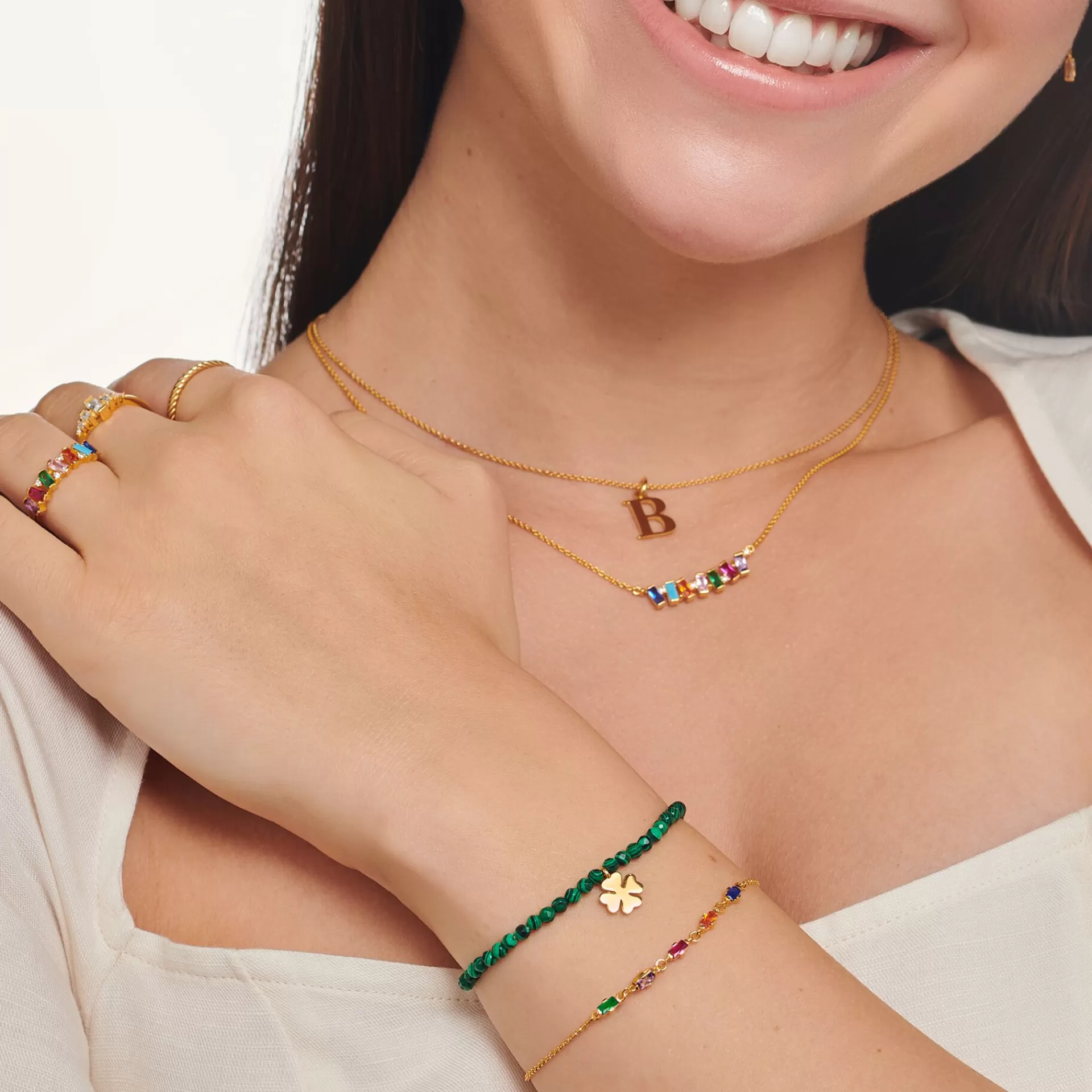 THOMAS SABO Armband | 18K plätering<ARMBAND STENAR I F&AUML;RG GULD gult guldfargad, blå, orange, röd, violett, grön
