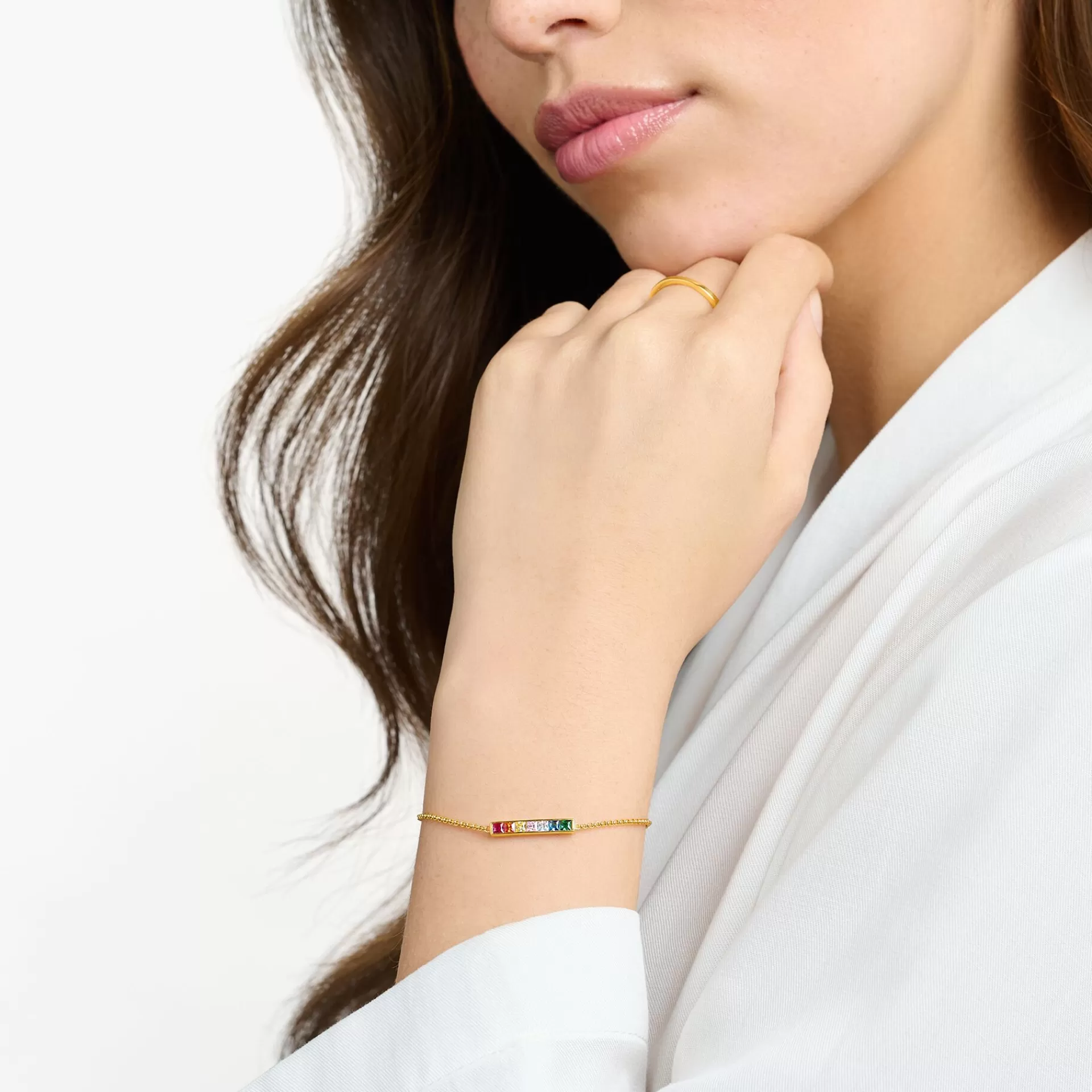 THOMAS SABO Armband | Gåvor till henne<ARMBAND STENAR I F&AUML;RG GULD gult guldfargad, rosa, guld, orange, grön, blå, ljusblå, röd