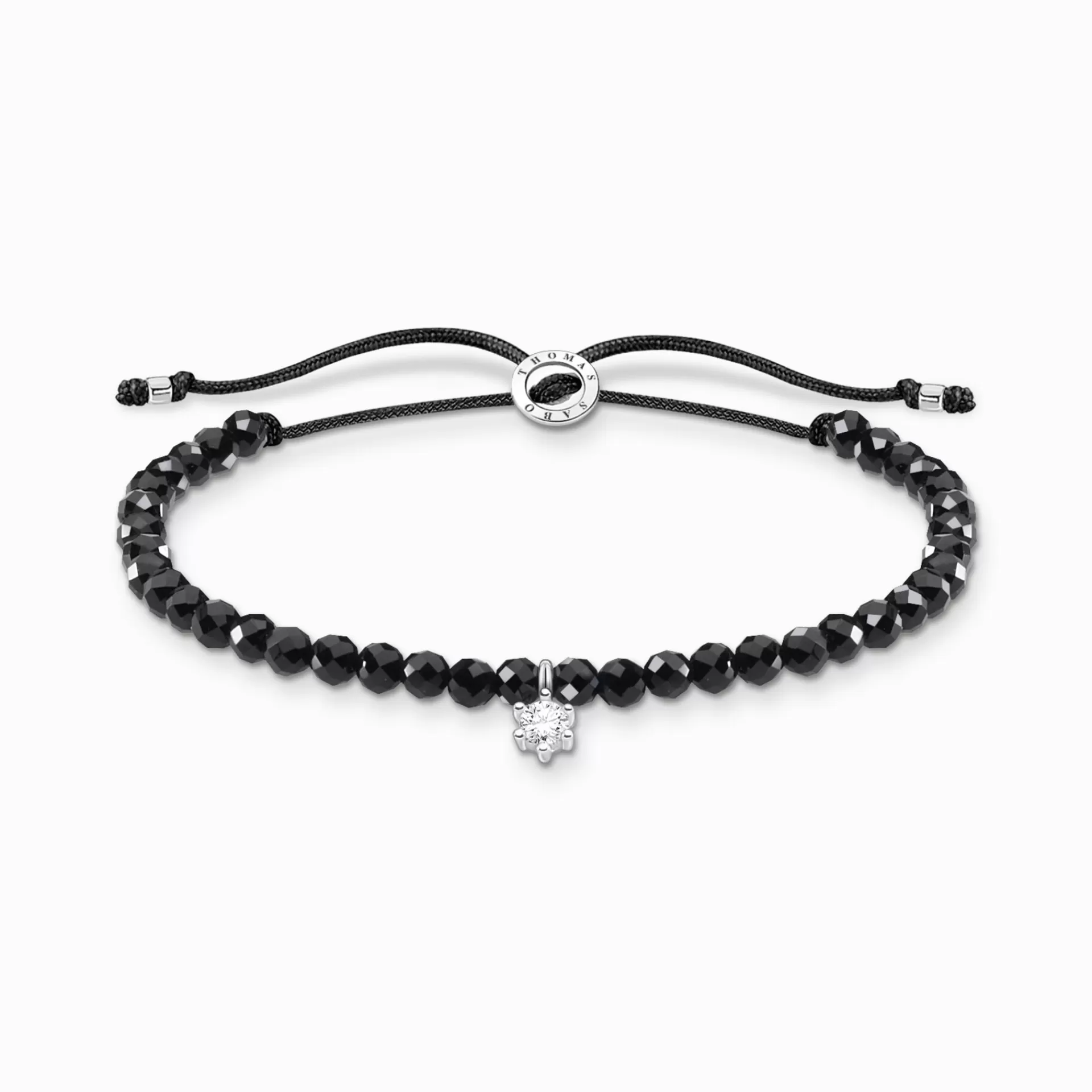 THOMAS SABO Armband | Återvunnet 925 silver<ARMBAND SVARTA P&AUML;RLOR MED VIT STEN svart, silverfargad, vit