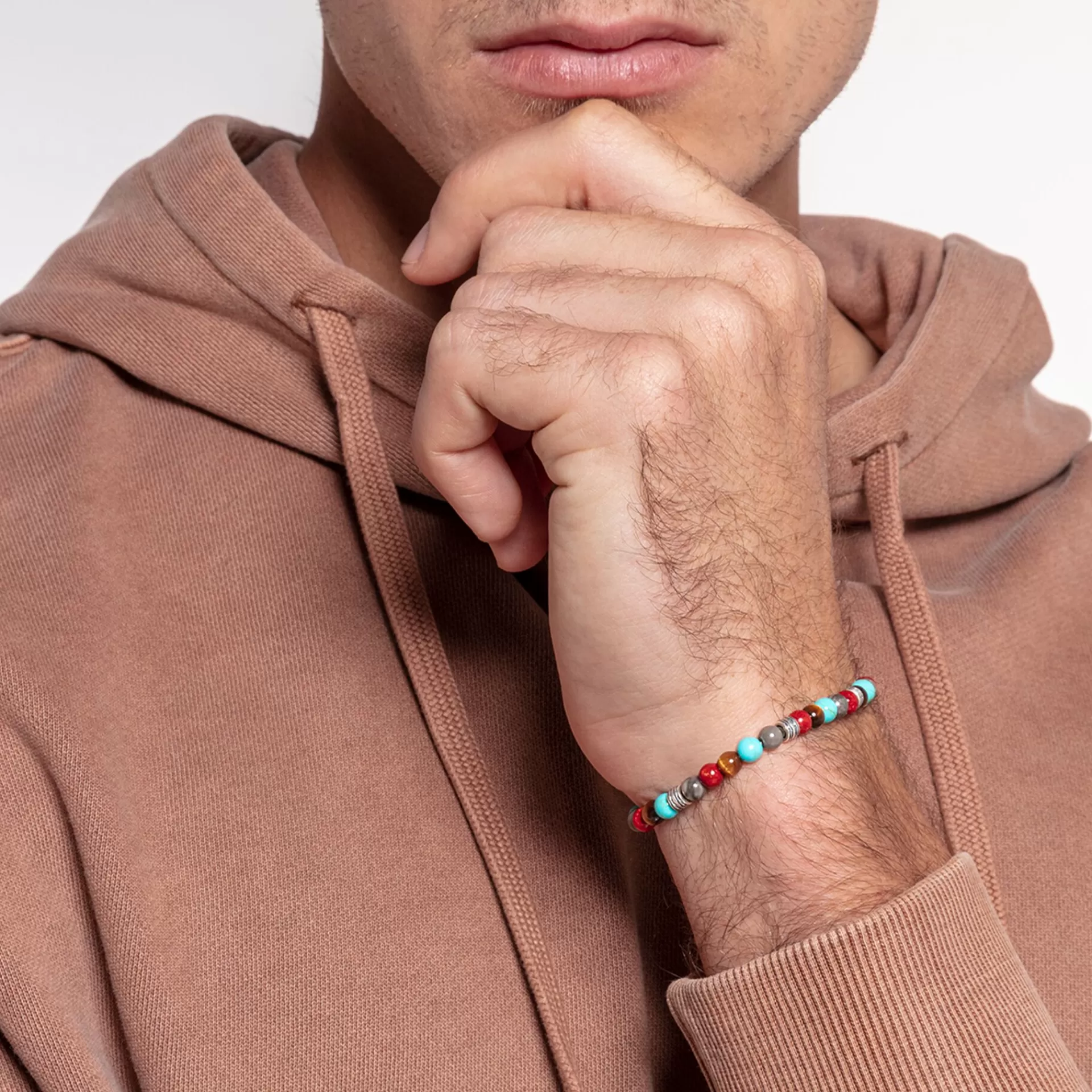 THOMAS SABO Armband | Återvunnet 925 silver<ARMBAND TALISMAN M&ARING;NGF&AUML;RGAD silverfargad, brun, grå, röd, turkos