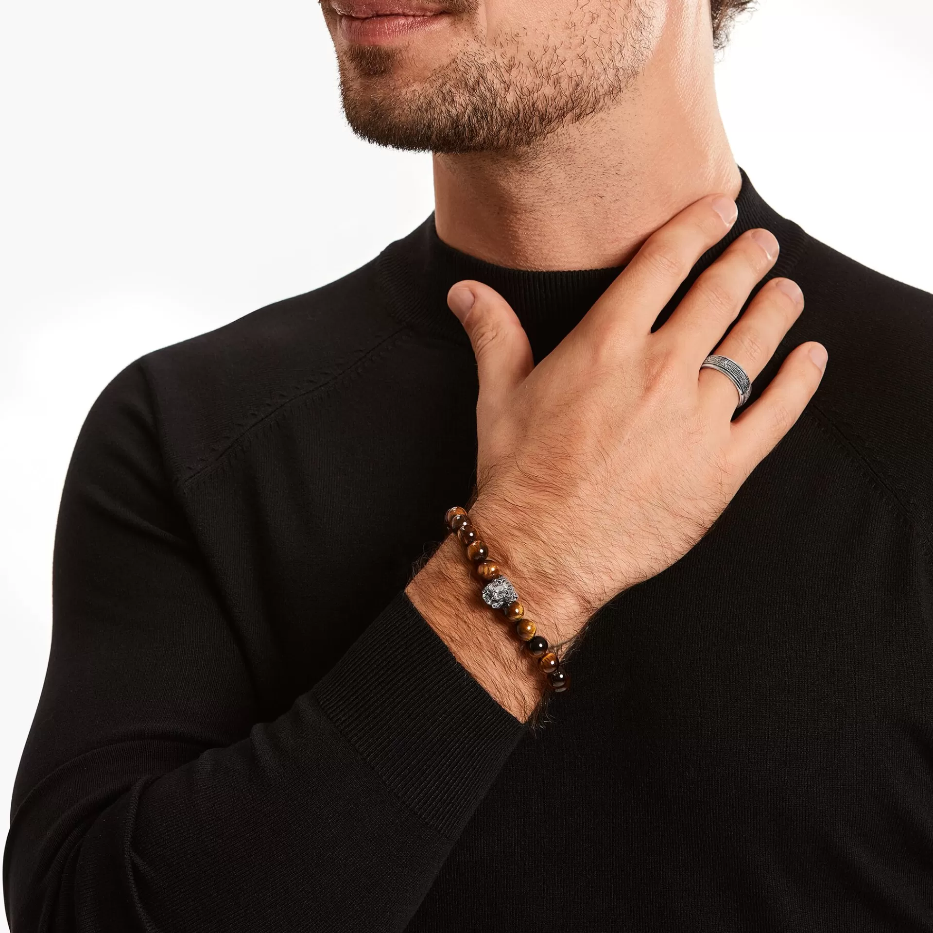 THOMAS SABO Armband | Återvunnet 925 silver<ARMBAND TIGER silverfargad, brun, svart