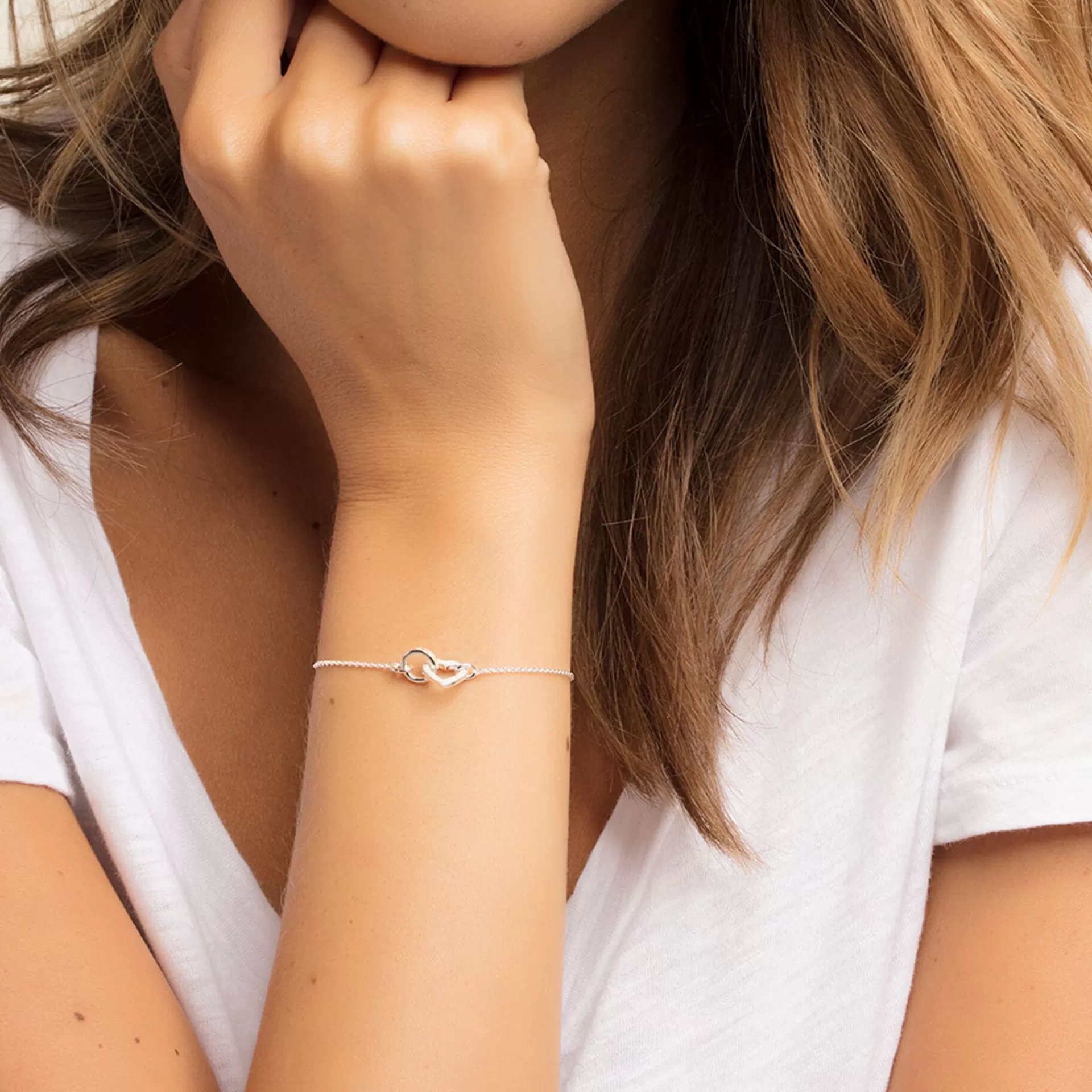 THOMAS SABO Armband | Återvunnet 925 silver<ARMBAND TOGETHER HJ&AUML;RTA LITET silverfargad, vit