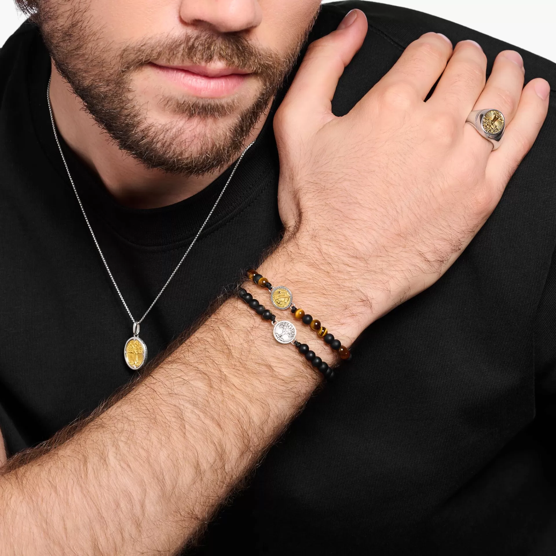 THOMAS SABO Armband | Återvunnet 925 silver<ARMBAND TRO, HOPP OCH K&AUML;RLEK silverfargad, gult guldfargad, brun, svart