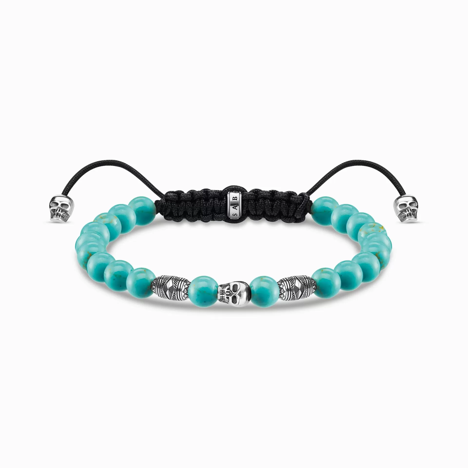 THOMAS SABO Armband | Återvunnet 925 silver<ARMBAND TURKOS D&OUML;DSKALLE silverfargad, turkos, svart
