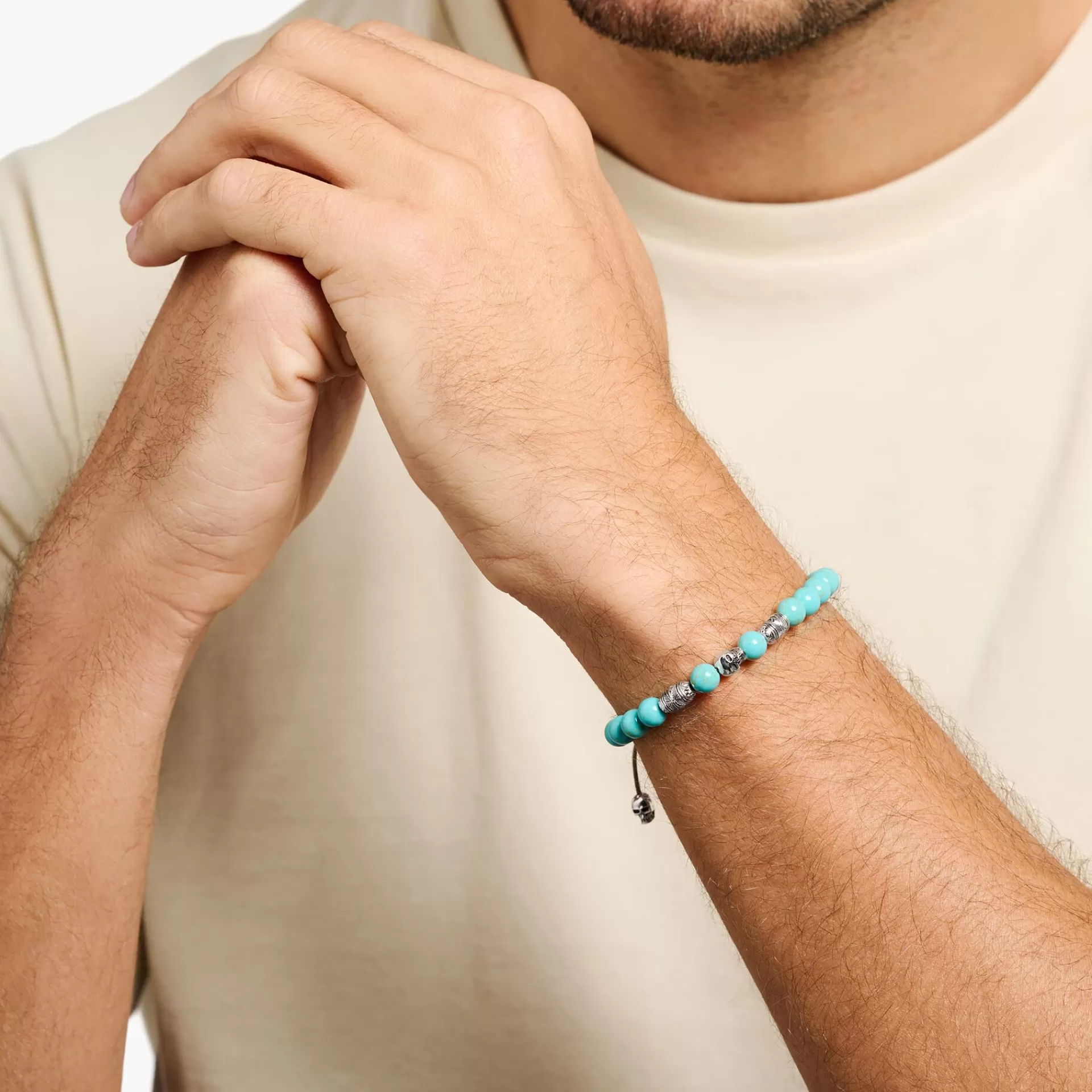 THOMAS SABO Armband | Återvunnet 925 silver<ARMBAND TURKOS D&OUML;DSKALLE silverfargad, turkos, svart