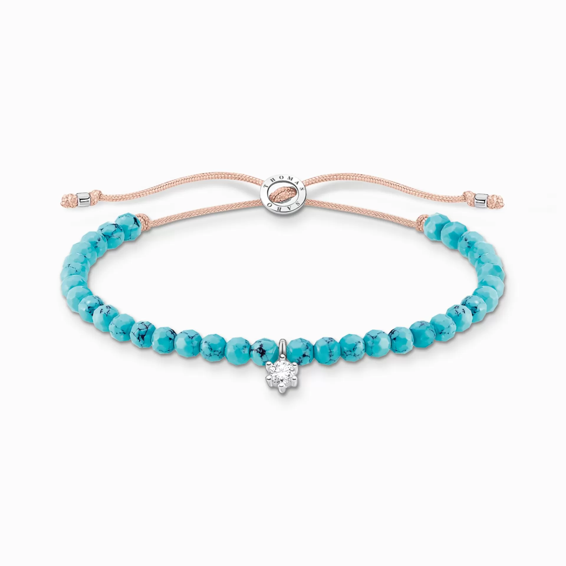 THOMAS SABO Armband | Återvunnet 925 silver<ARMBAND TURKOSA P&AUML;RLOR MED VIT STEN silverfargad, beige, turkos, vit
