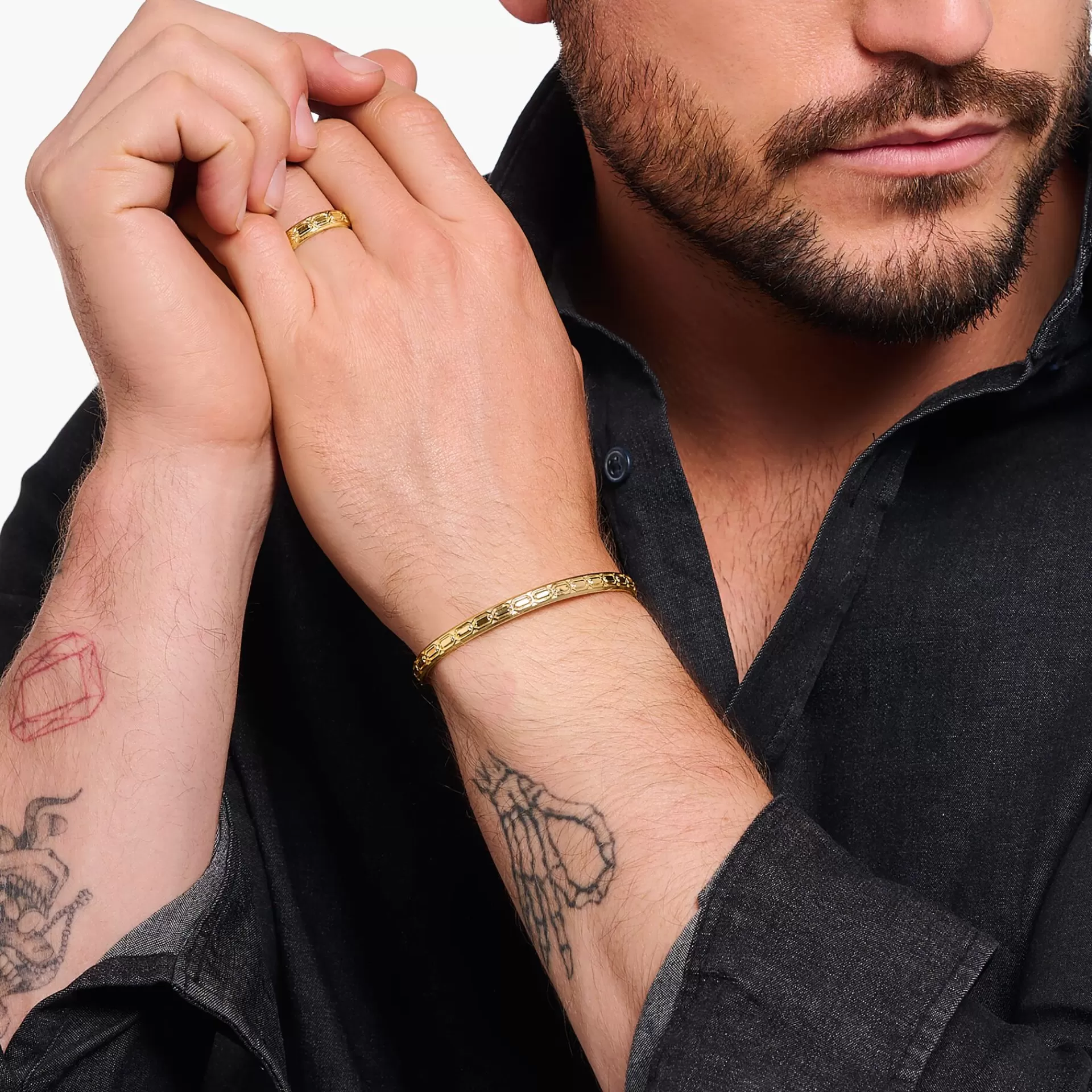 THOMAS SABO Armringar | Armringar<ARMRING, KROKODILFJ&AUML;LL, SMAL, PL&AUML;TERAD gult guldfargad