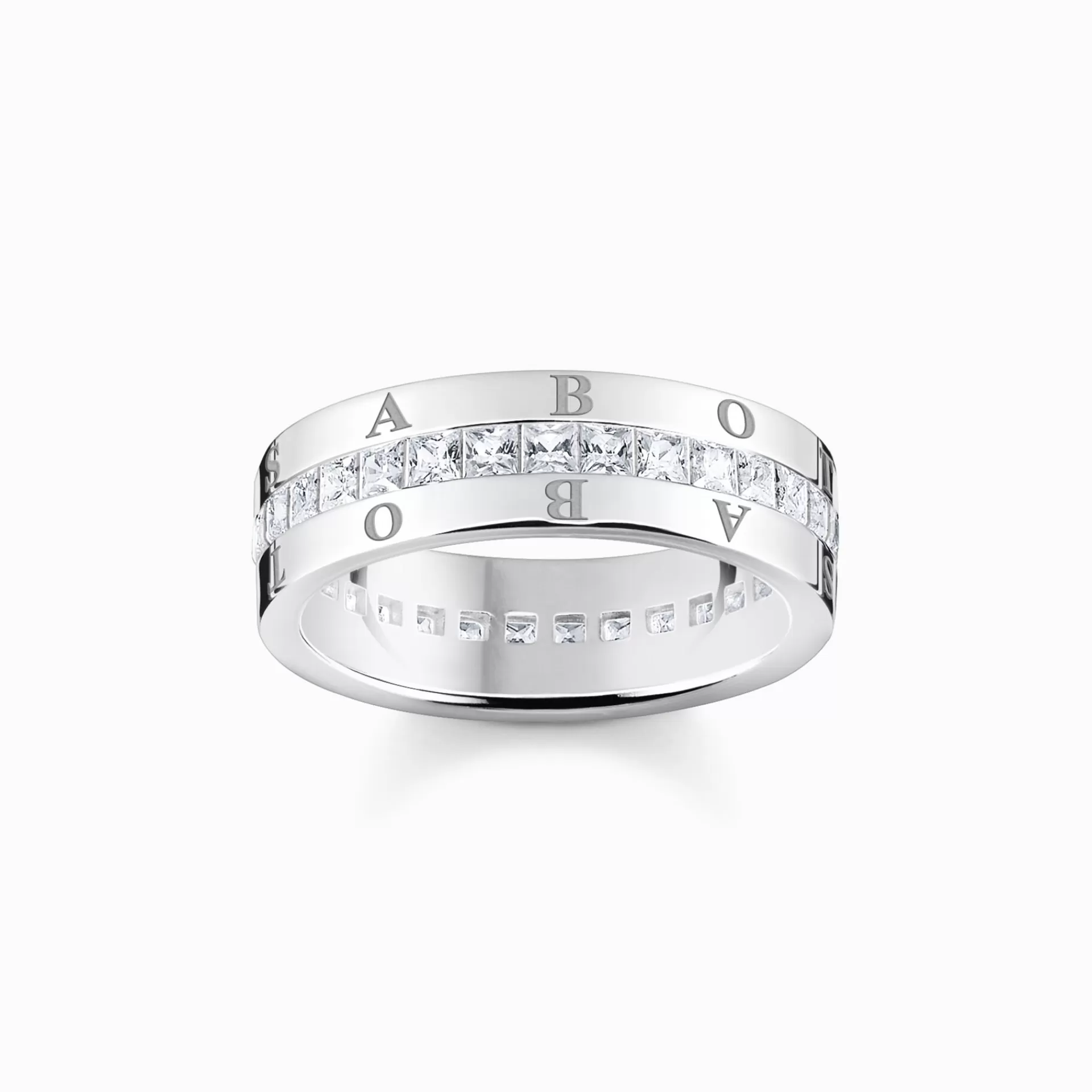 THOMAS SABO Ringar | Återvunnet 925 silver<BANDRING MED VITA STENAR PAV&EACUTE; SILVER silverfargad, vit