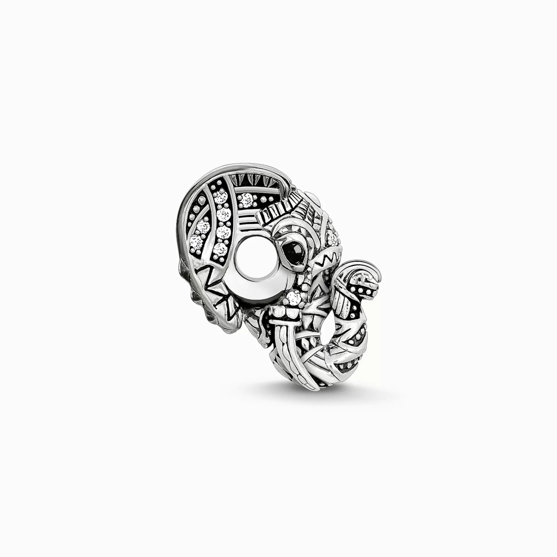 THOMAS SABO Beads | Återvunnet 925 silver<BEAD ELEFANT svart, silverfargad, vit