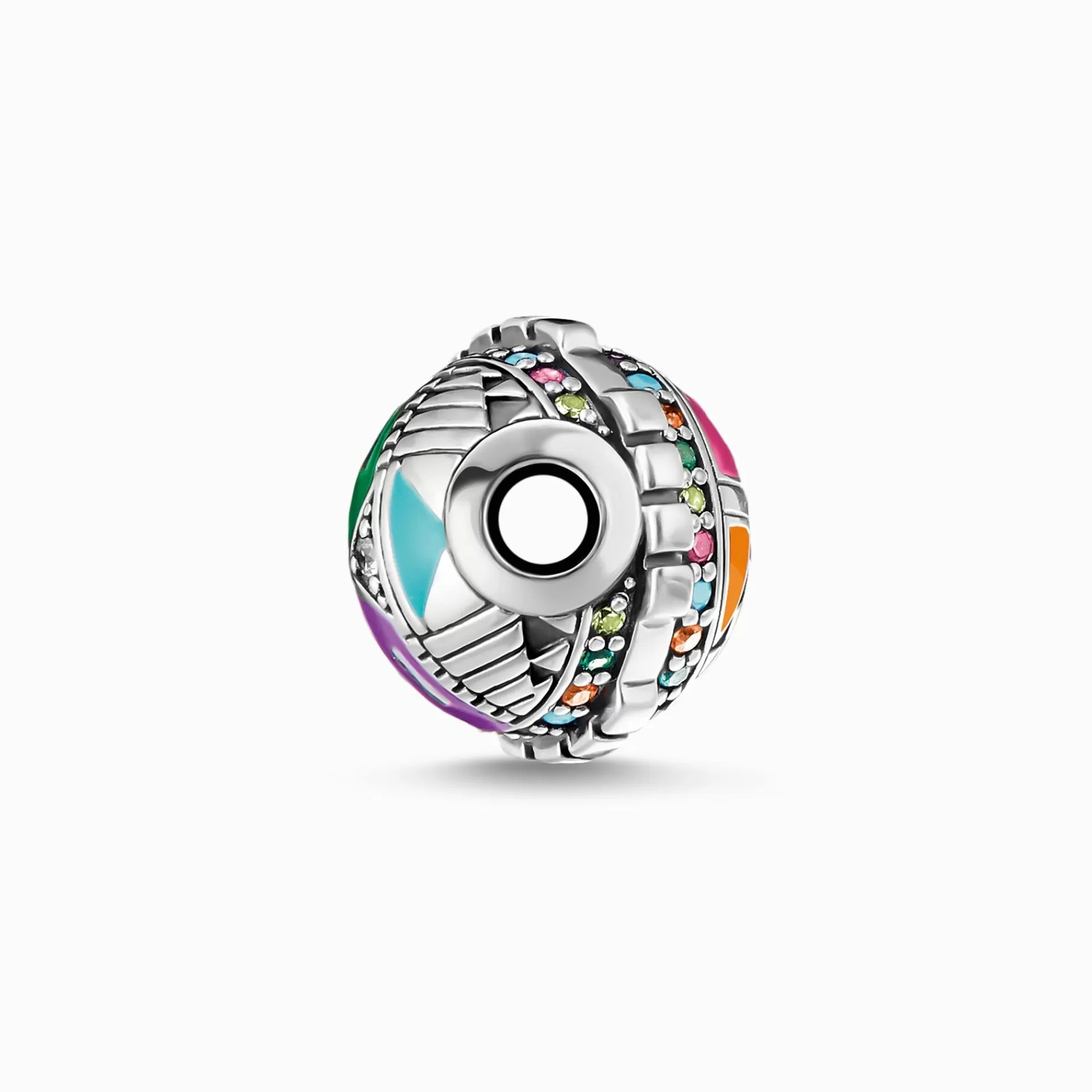 THOMAS SABO Beads | Återvunnet 925 silver<BEAD SOLSYMBOLEN grön, orange, turkos, violett, vit, silverfargad