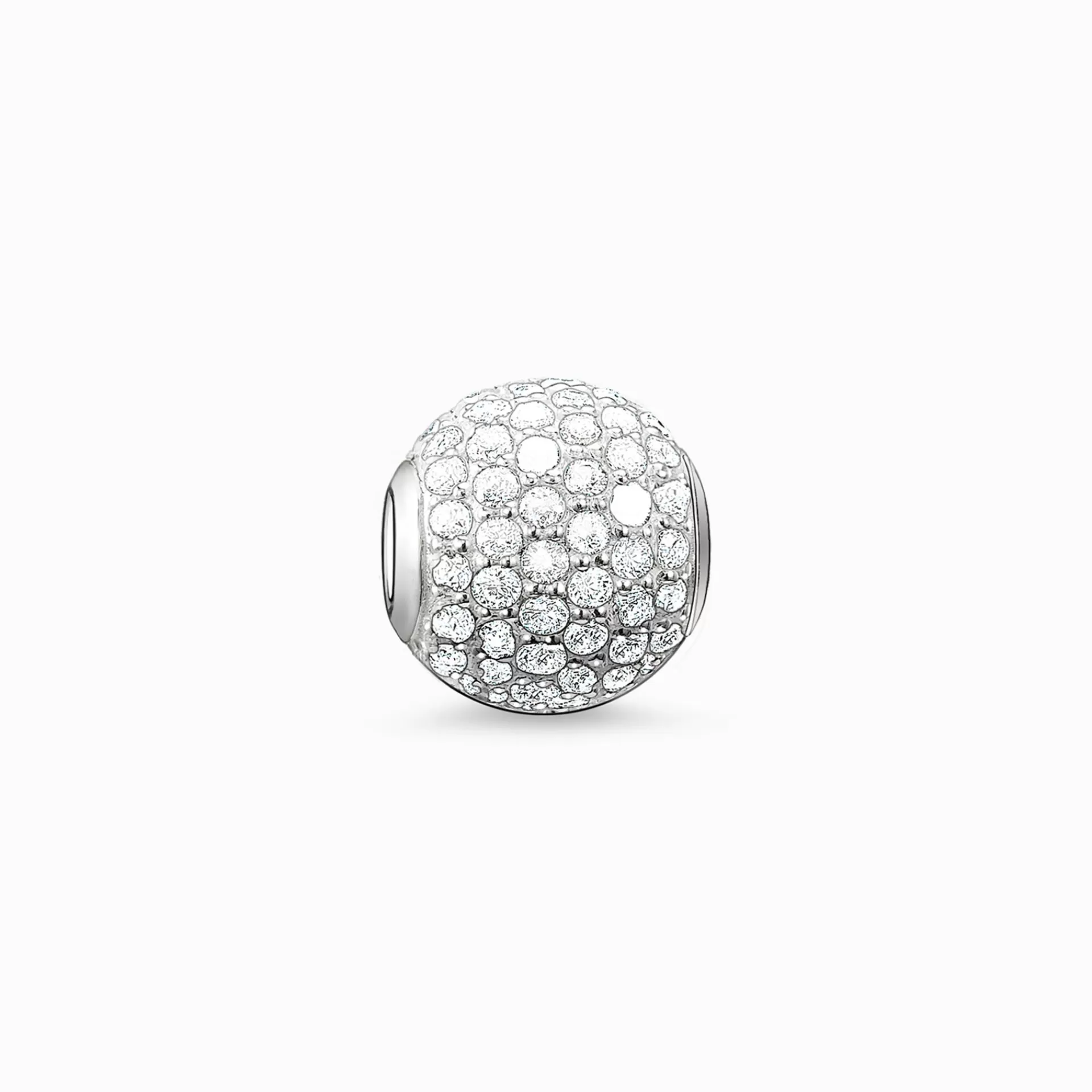 THOMAS SABO Beads | Återvunnet 925 silver<BEAD VIT PAV&EACUTE; silverfargad, vit