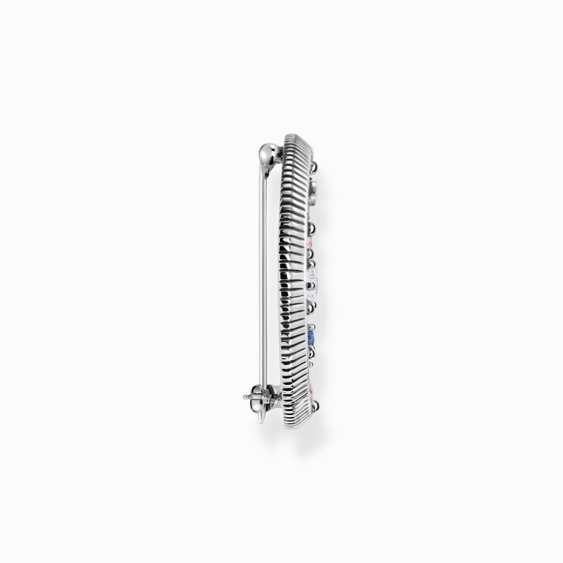THOMAS SABO Återvunnet 925 silver<BROSCH HALVM&ARING;NE MED F&AUML;RGADE STENAR SILVER silverfargad, vit, violett, mörkblå, ljusblå