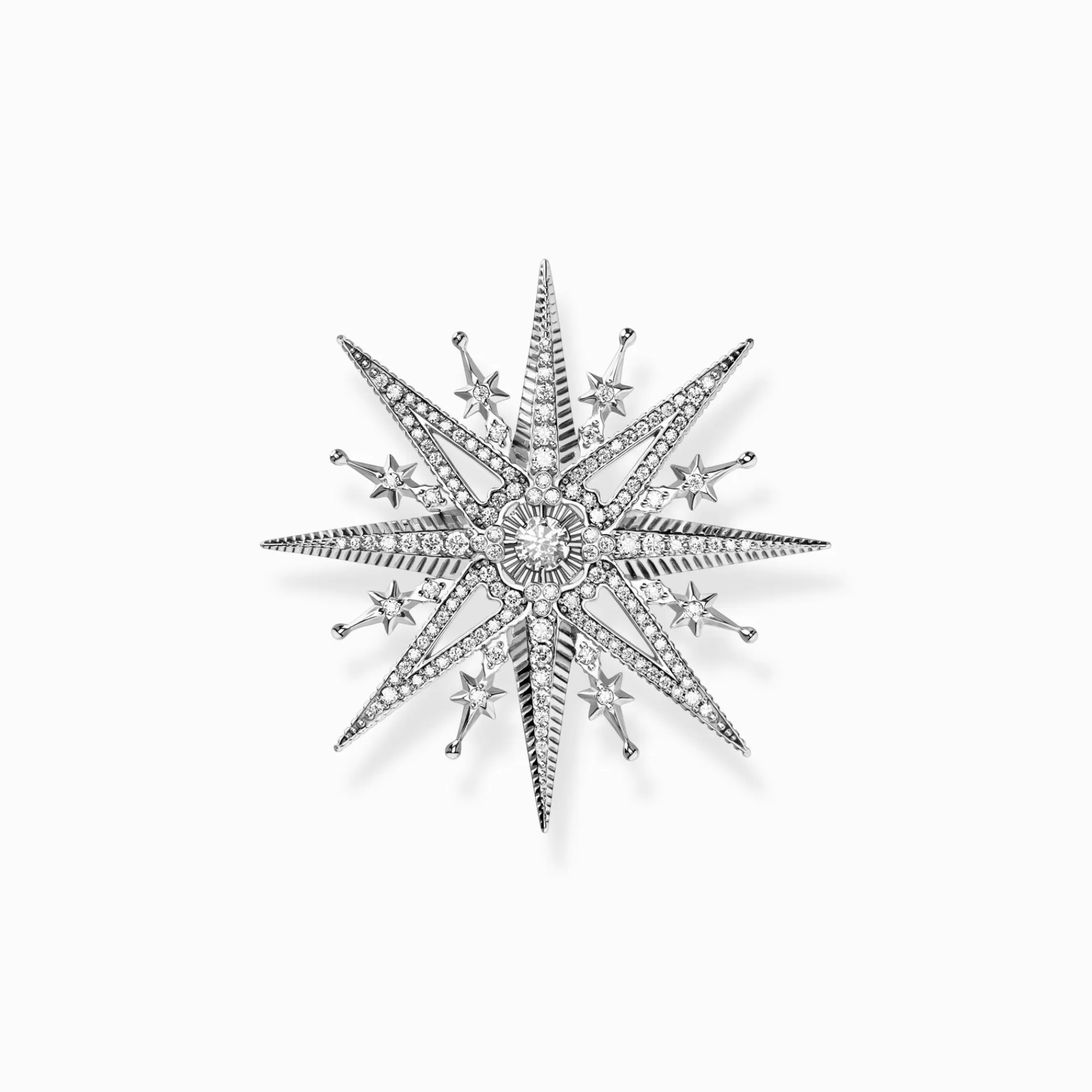 THOMAS SABO Återvunnet 925 silver | Upp till SEK 3.000<BROSCH STJ&AUML;RNA MED VITA STENAR SILVER silverfargad, vit
