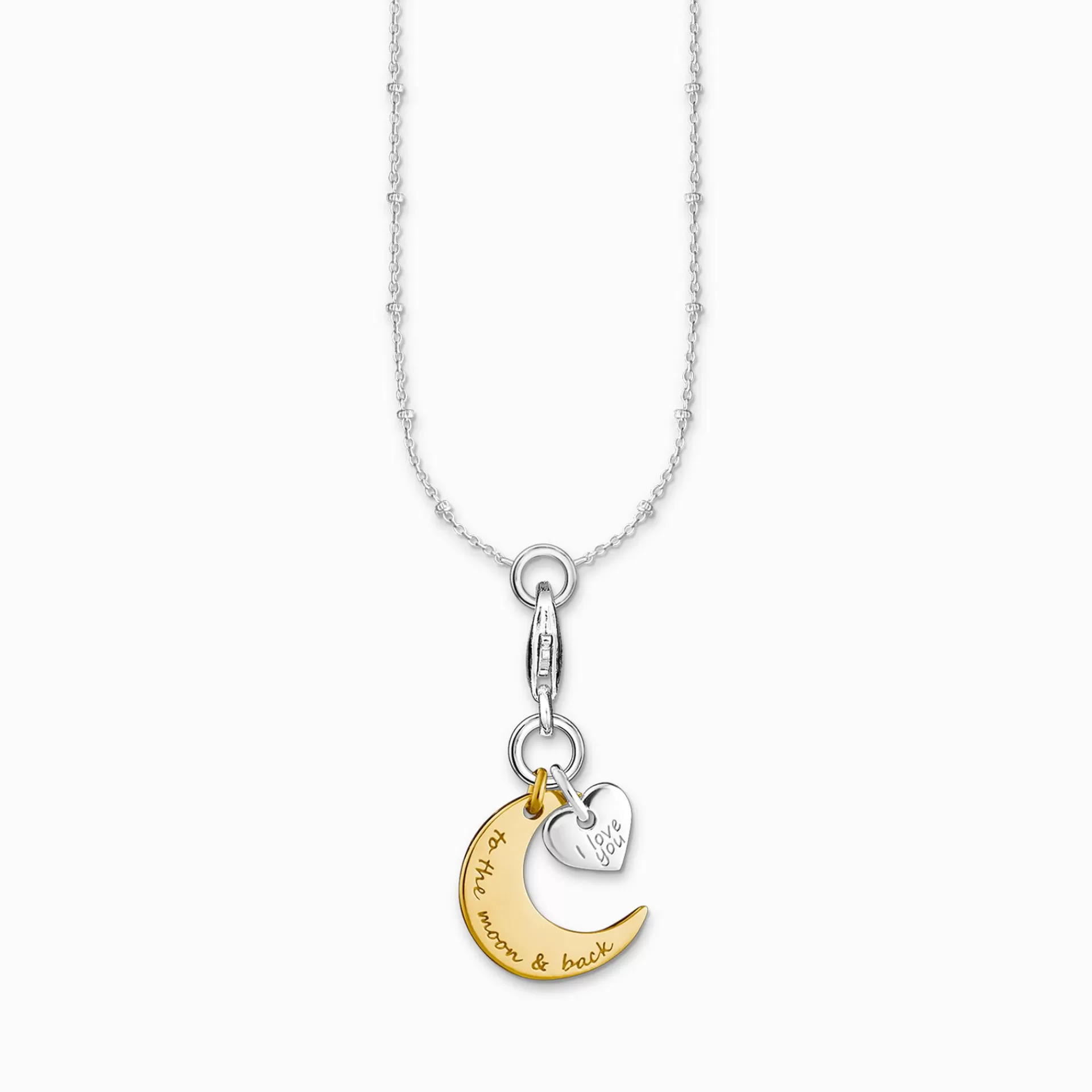 THOMAS SABO Halsband | Charm Halskedjor<CHARM-HALSBAND M&ARING;NE  HJ&AUML;RTA I LOVE YOU TO THE MOON  BACK gult guldfargad, silverfargad