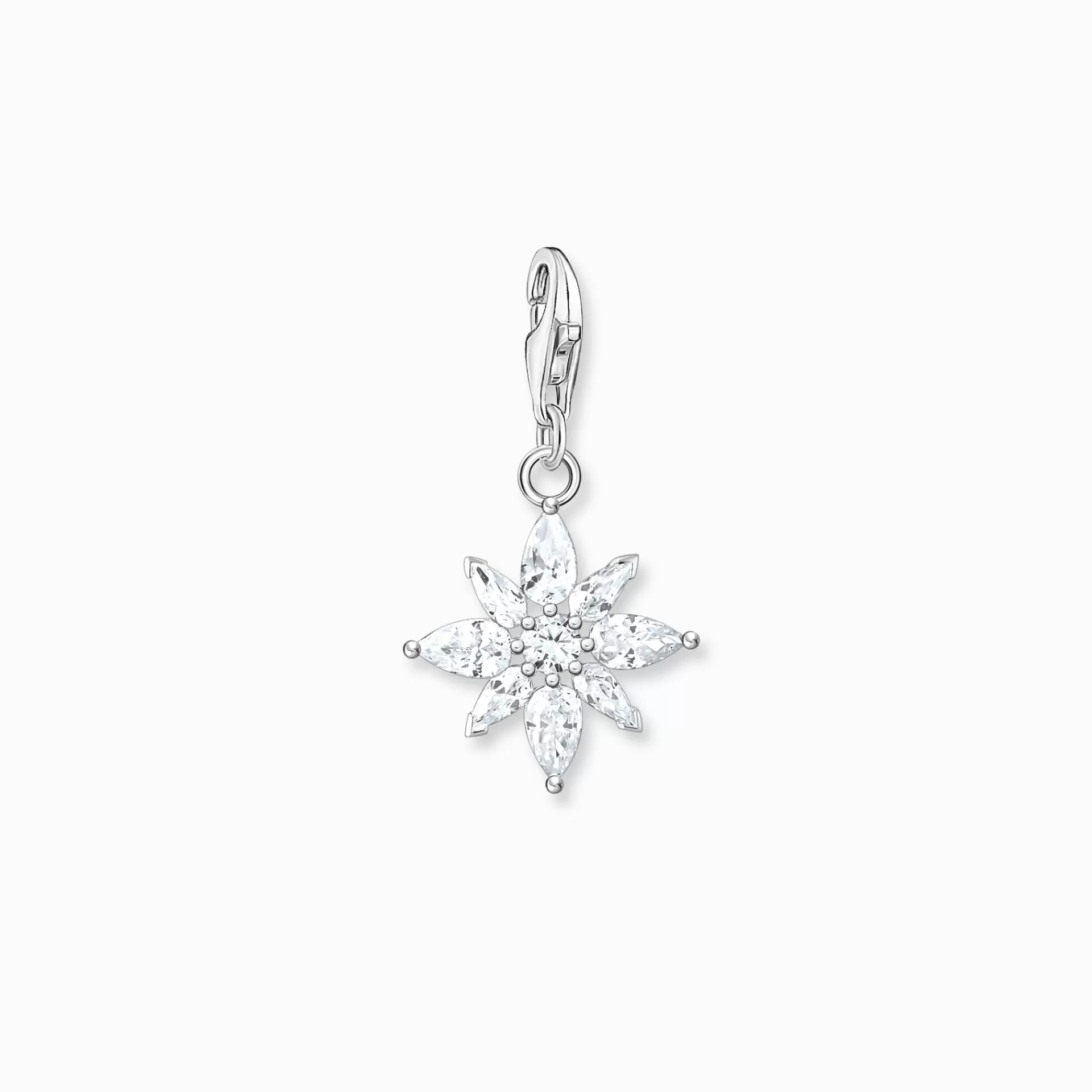 THOMAS SABO Charms | Charms<CHARM-H&AUML;NGSMYCKE BLOMMA silverfargad, vit