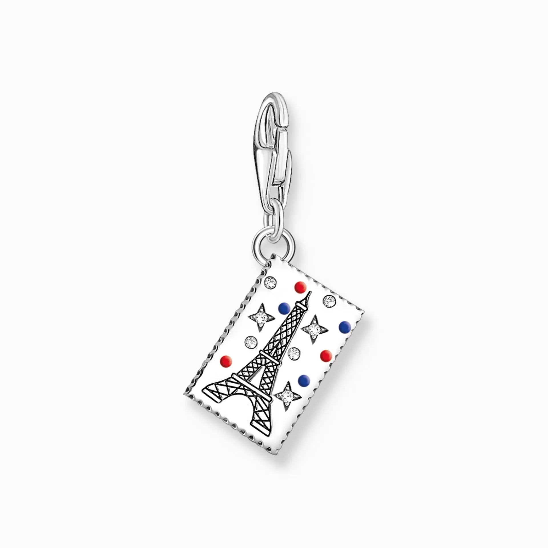 THOMAS SABO Charms | Charms<CHARM-H&AUML;NGSMYCKE EIFFELTORNET FRIM&AUML;RKE, SILVER silverfargad, vit, blå, röd