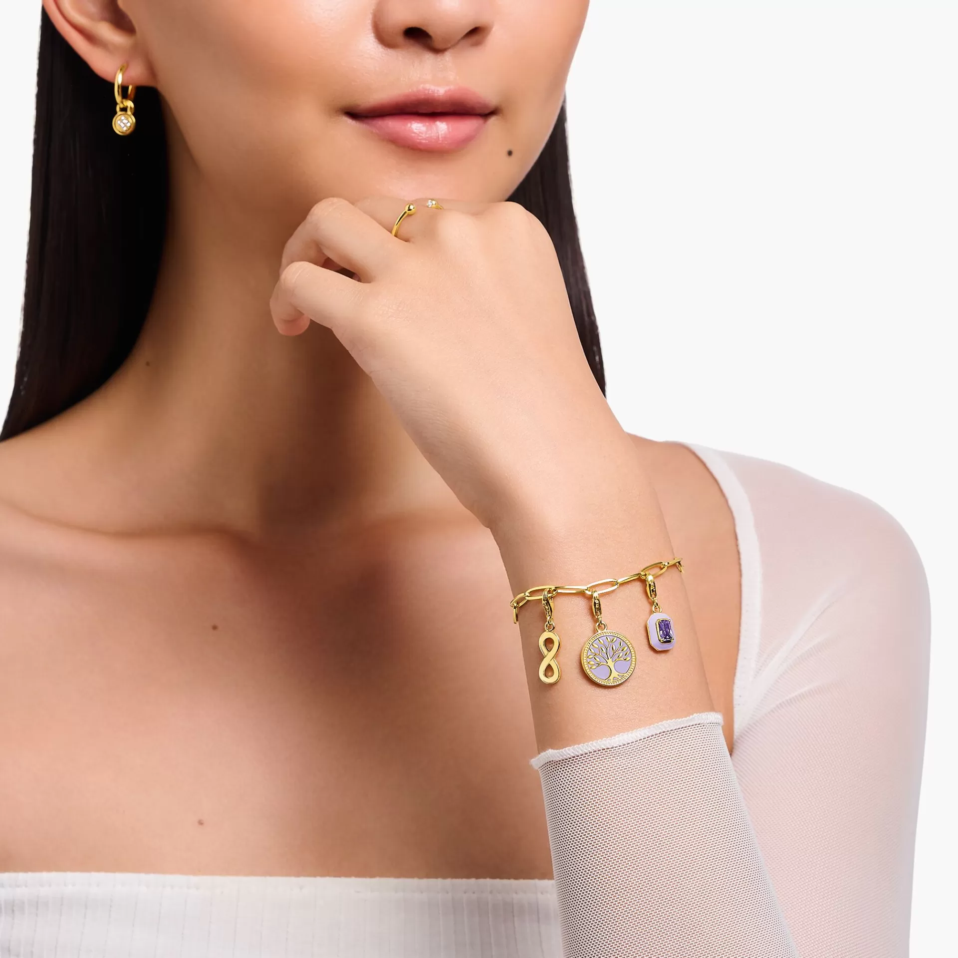 THOMAS SABO Charms | Charms<CHARM-H&AUML;NGSMYCKE EVIGHETS PL&AUML;TERAD gult guldfargad