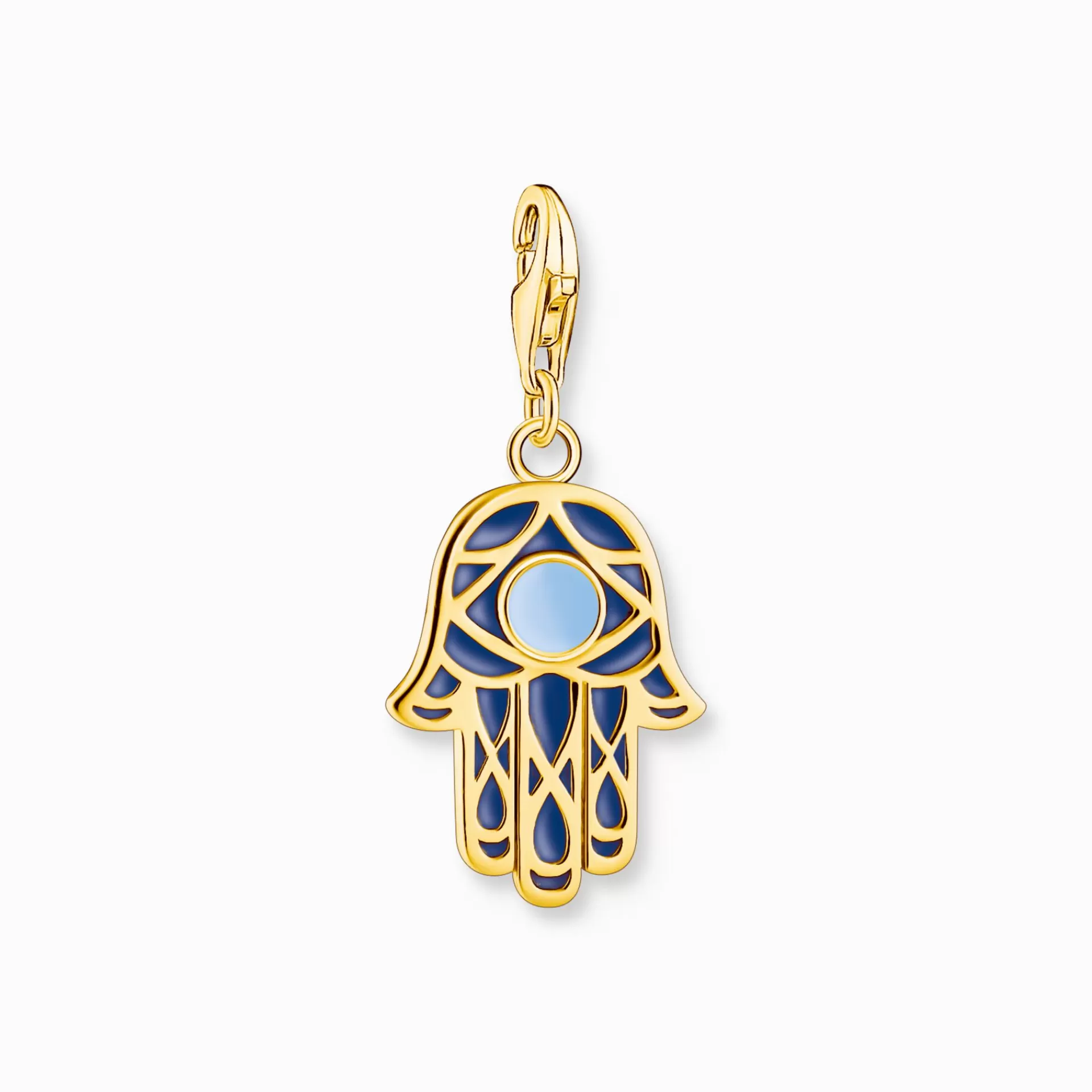 THOMAS SABO Charms | Charms<CHARM-H&AUML;NGSMYCKE FATIMAS HAND MED KALLEMALJ GULDPL&AUML;TERAD gult guldfargad, mörkblå, ljusblå