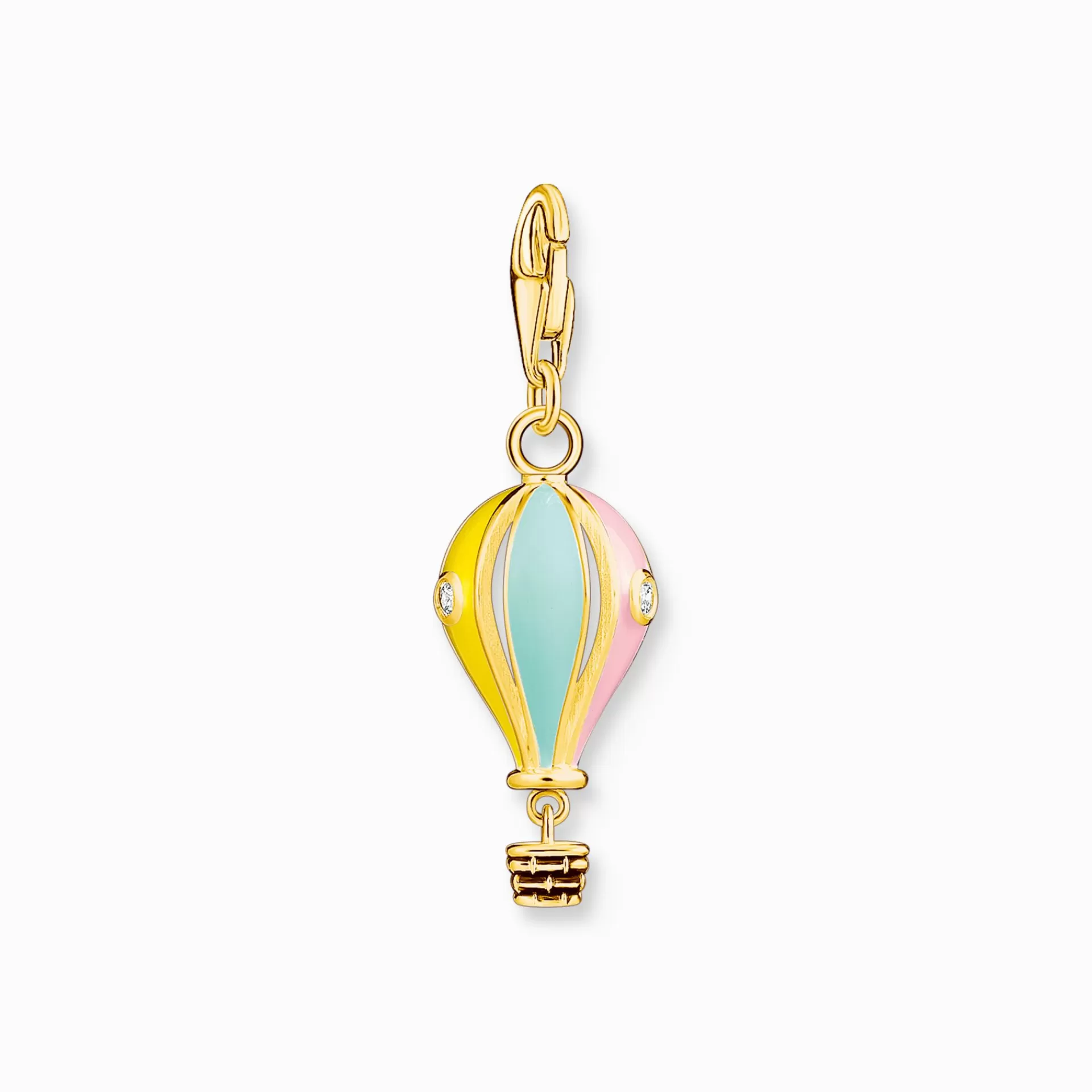 THOMAS SABO Charms | Charms<CHARM-H&AUML;NGSMYCKE F&AUML;RGGLAD LUFTBALLONG GULDPL&AUML;TERAD gult guldfargad, vit, gul, turkos, ljusblå, orange, rosa, grön