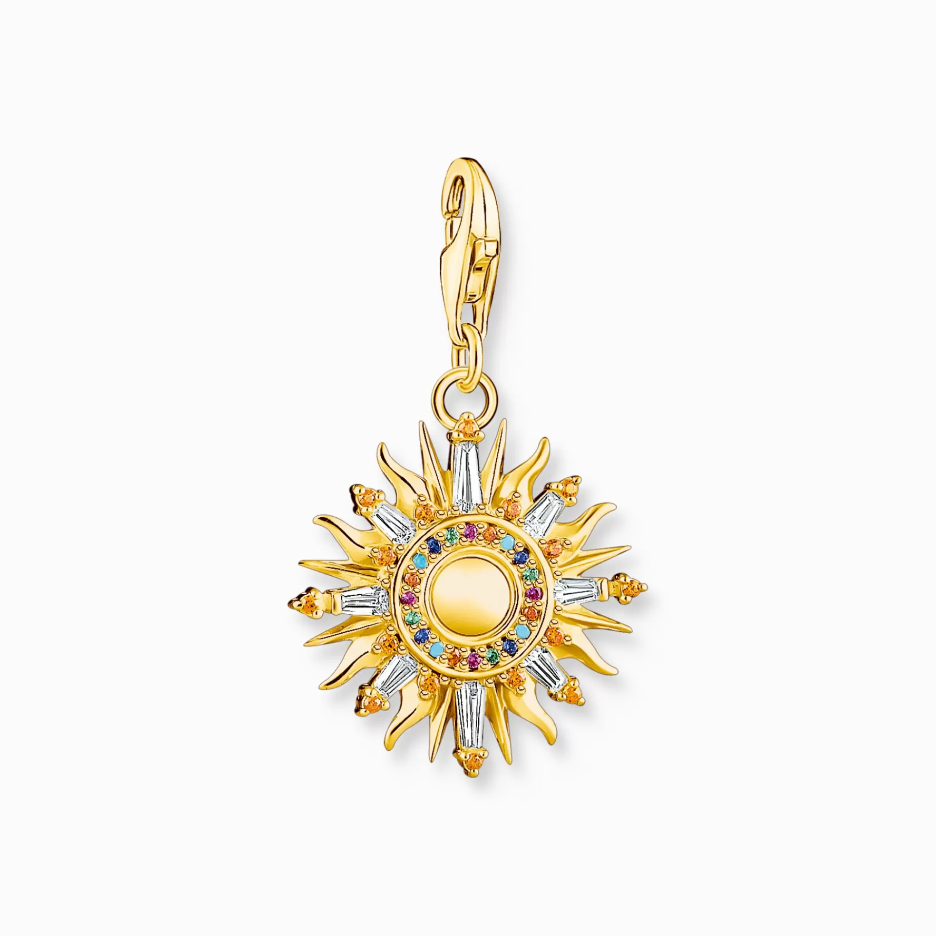THOMAS SABO Charms | Charms<CHARM-H&AUML;NGSMYCKE F&AUML;RGGLAD SOL GULDPL&AUML;TERAD gult guldfargad, blå, grön, turkos, orange, röd, vit