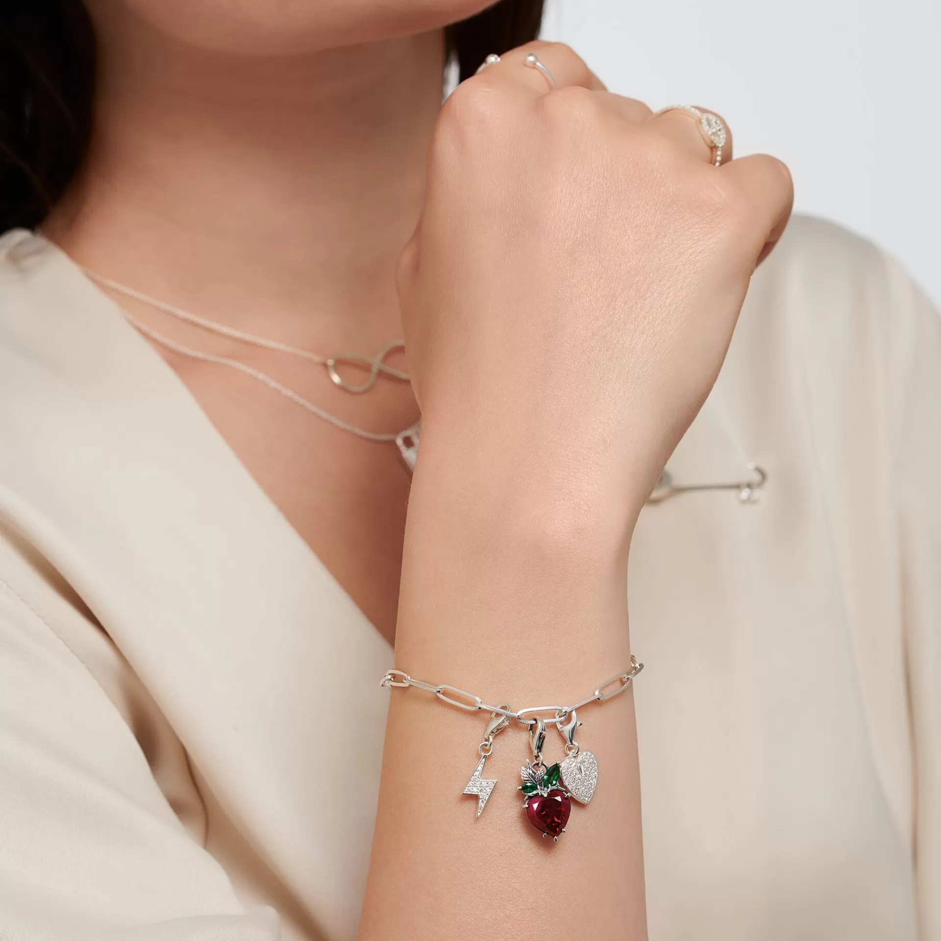 THOMAS SABO Charms | Charms<CHARM-H&AUML;NGSMYCKE FLASH SILVER vit