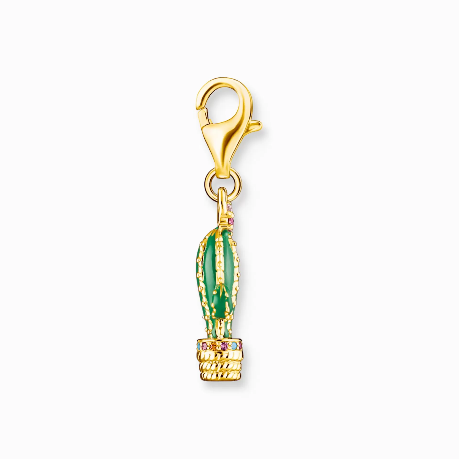 THOMAS SABO Charms | Charms<CHARM-H&AUML;NGSMYCKE GR&OUML;N KAKTUS GULDPL&AUML;TERAD gult guldfargad, orange, turkos, rosa, grön, röd