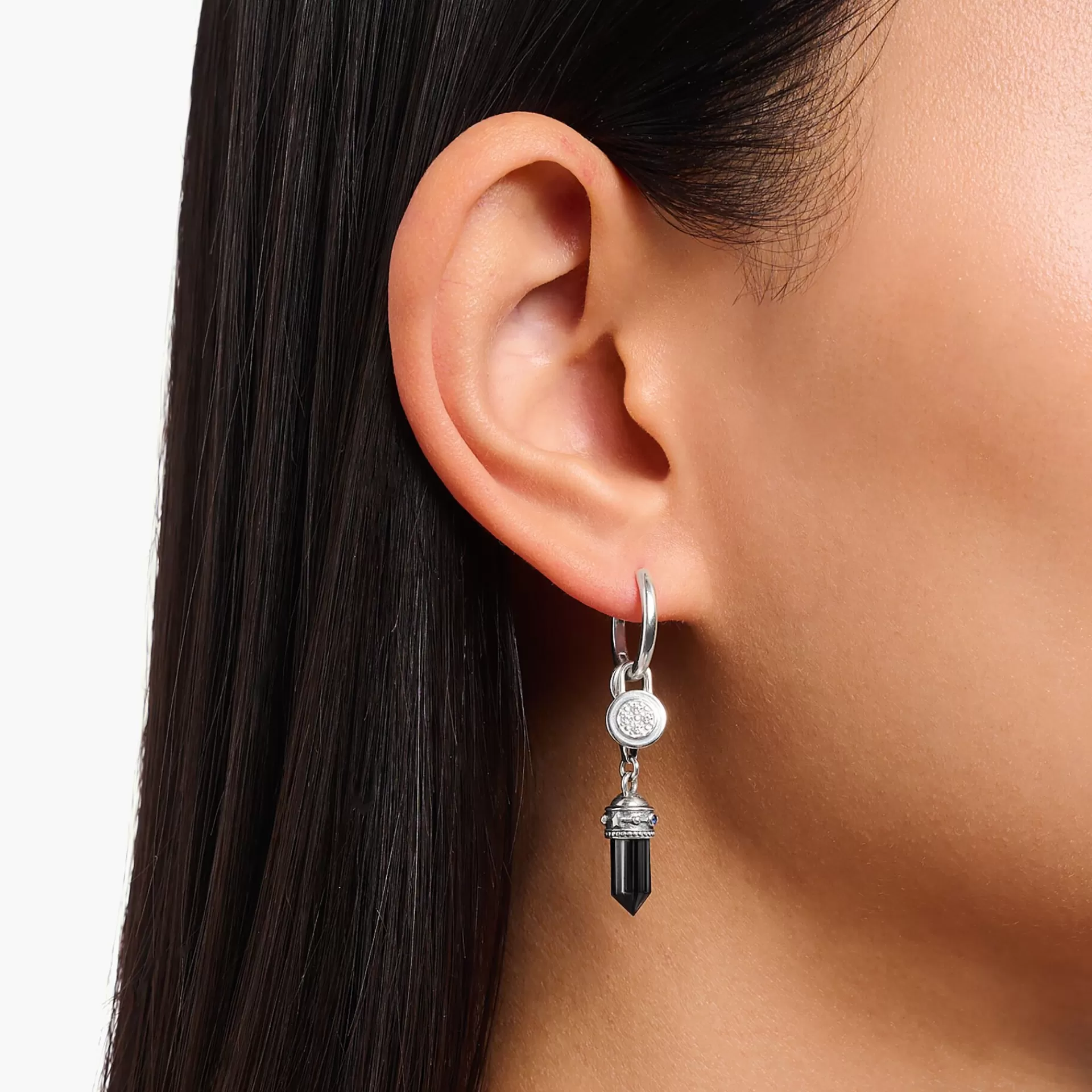 THOMAS SABO Charms | Charms<CHARM-H&AUML;NGSMYCKE HEXAGON MED ONYX SV&AUML;RTAT SILVER blå, röd, svart