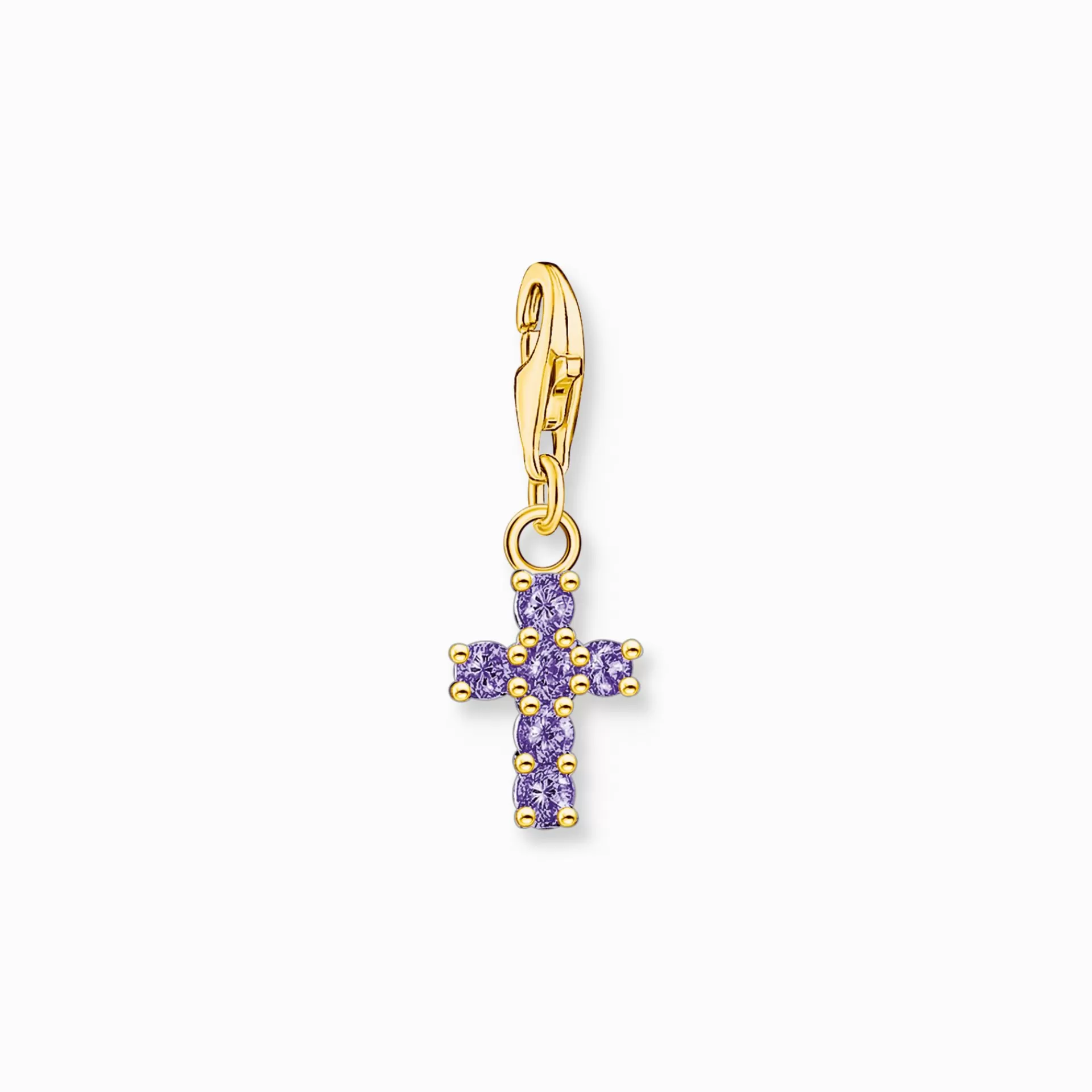 THOMAS SABO Charms | Charms<CHARM-H&AUML;NGSMYCKE KORS MED LILA STENAR PL&AUML;TERAD gult guldfargad, violett