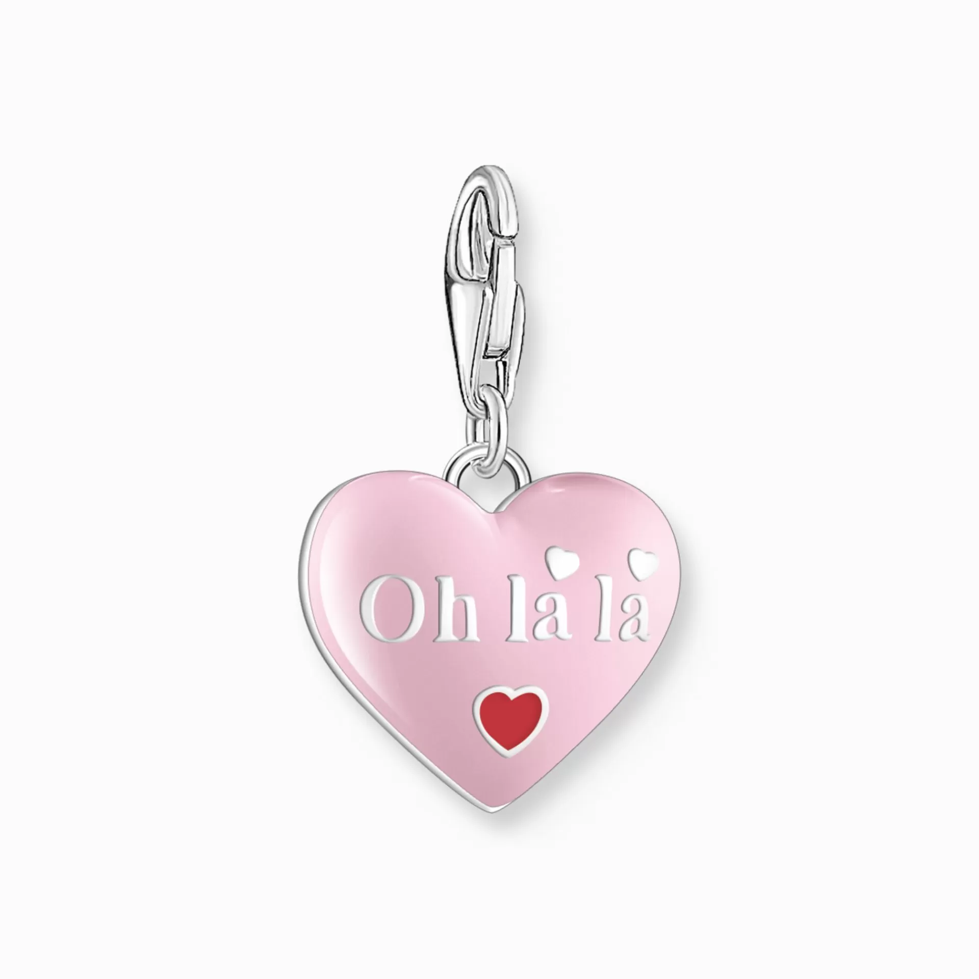 THOMAS SABO Charms | Charms<CHARM-H&AUML;NGSMYCKE ROSA JE T&ACUTE;AIME-HJ&AUML;RTA, SILVER rosa, silverfargad, röd